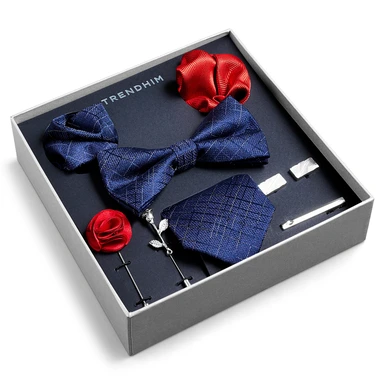 Anzug Accessoire Geschenkbox | Blau, Rot & Silberfarbenes Set Anzug Accessoire Geschenkbox | Blau, Rot & Silberfarbenes Set