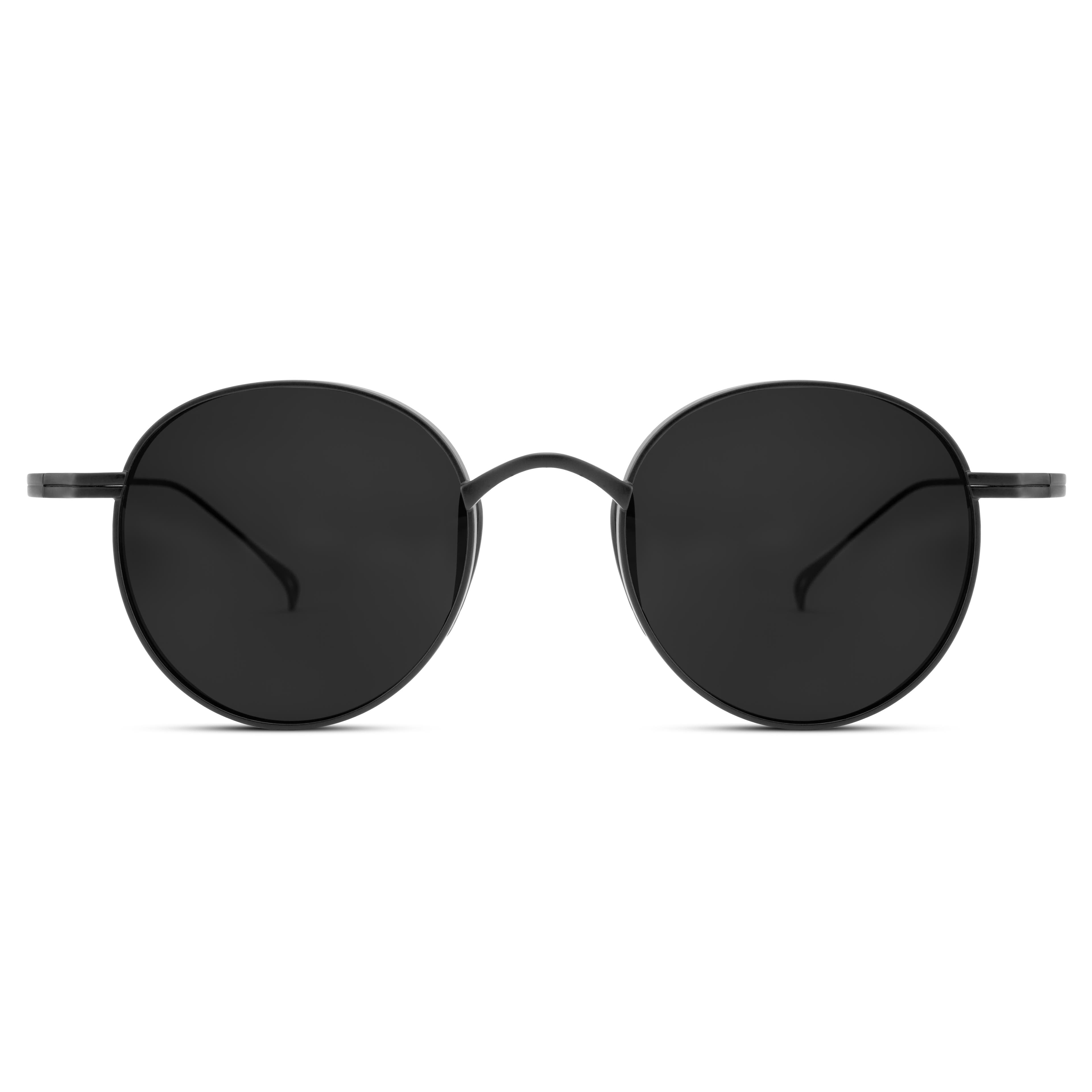 Occasus | Round Black Titanium Polarised Sunglasses