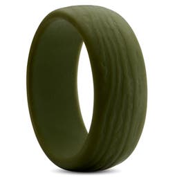 Anillo de silicona verde oscuro con textura de corteza