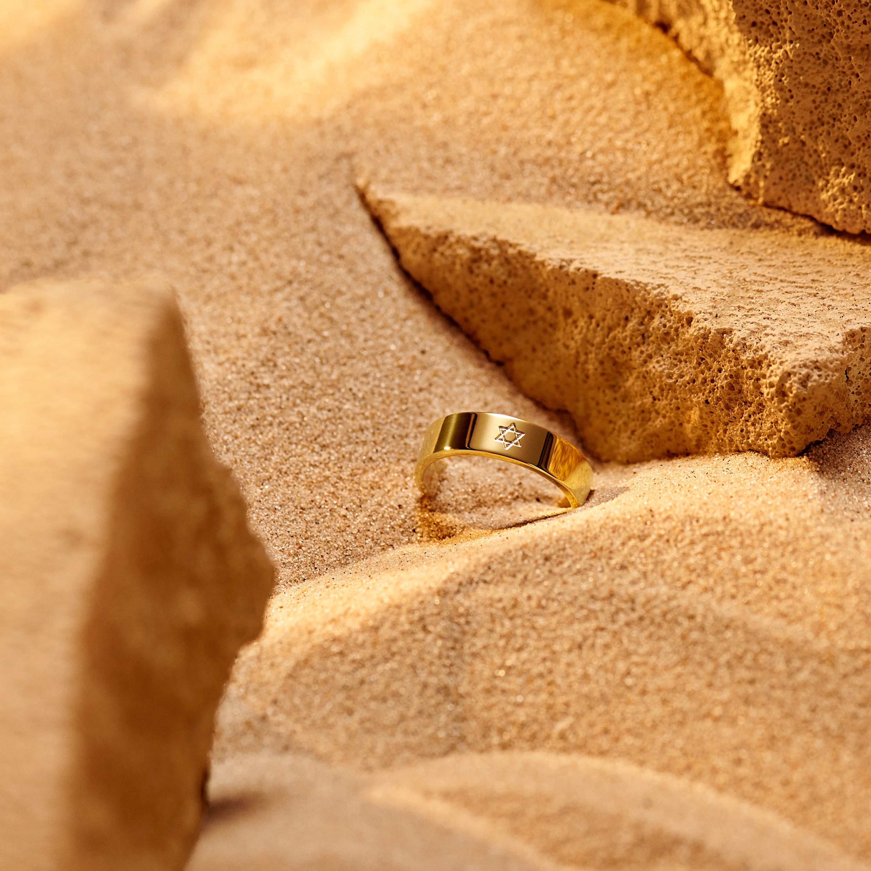 Unity | 1/4" (6 mm) Gold-tone Star of David Ring - 2