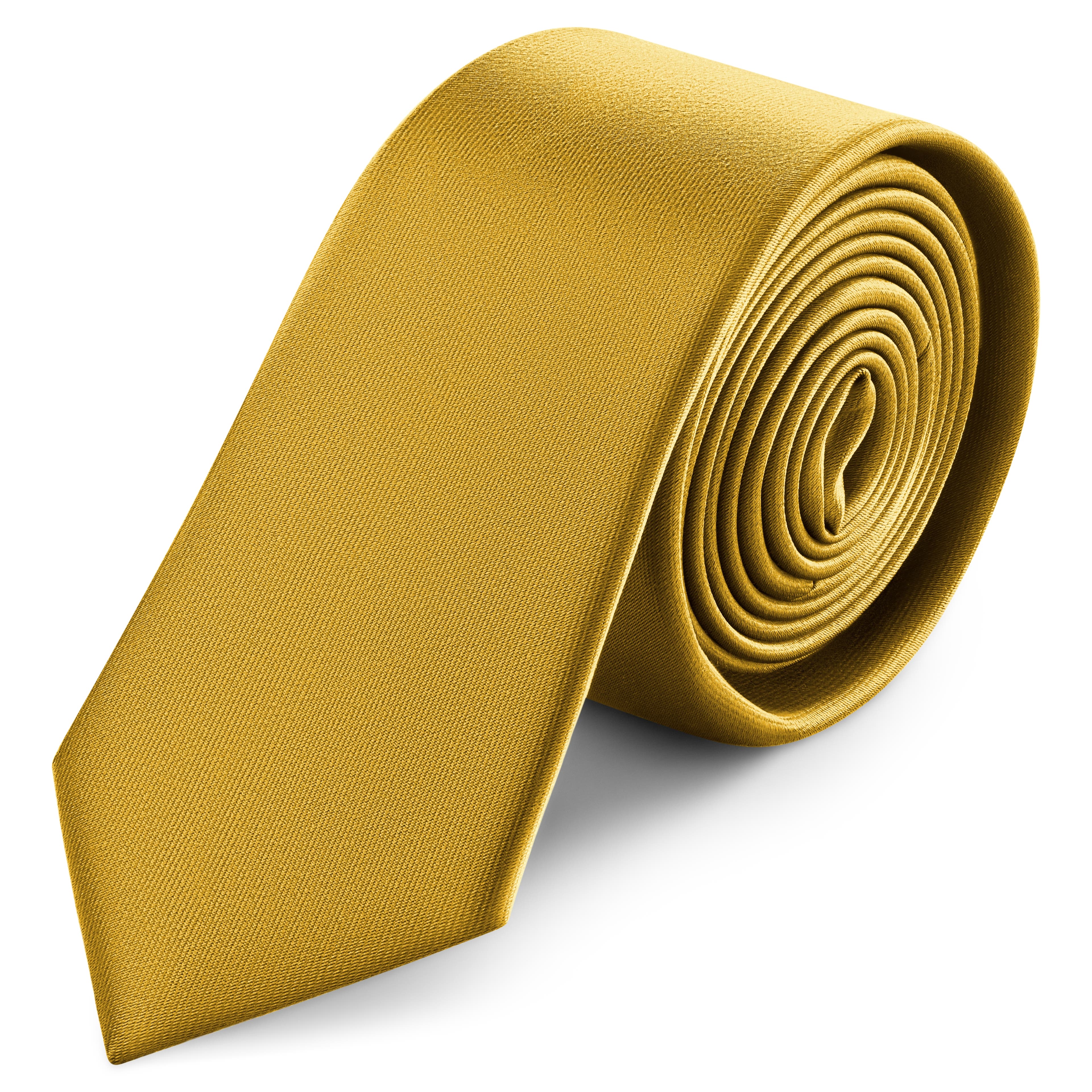 6 cm złocisto-brązowy wąski krawat satynowy