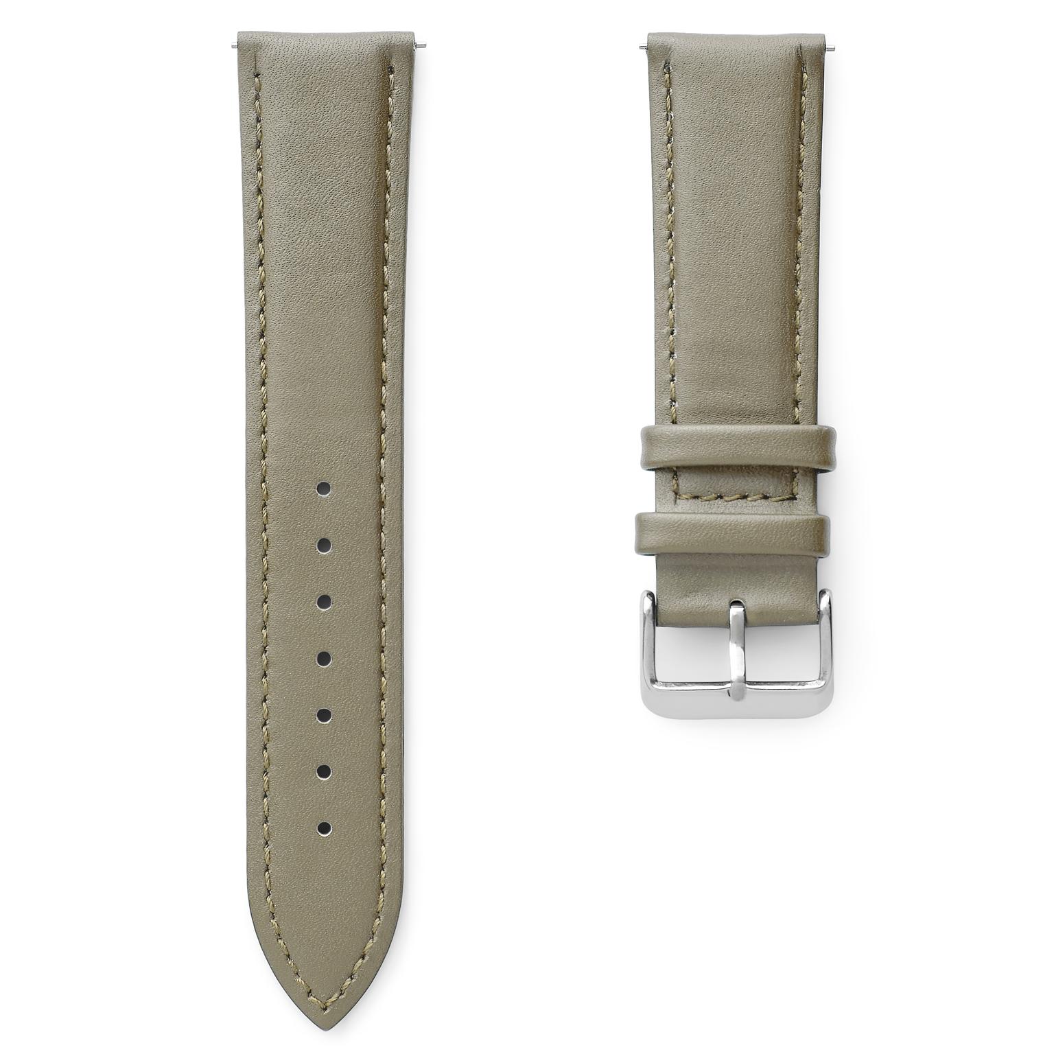 24mm klasický khaki kožený řemínek k hodinkám s přezkou stříbrné barvy – rychloupínací 24mm klasický khaki kožený řemínek k hodinkám s přezkou stříbrné barvy – rychloupínací