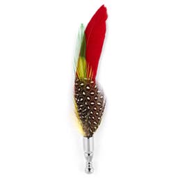 Deep Red Tribal Feather Lapel Pin