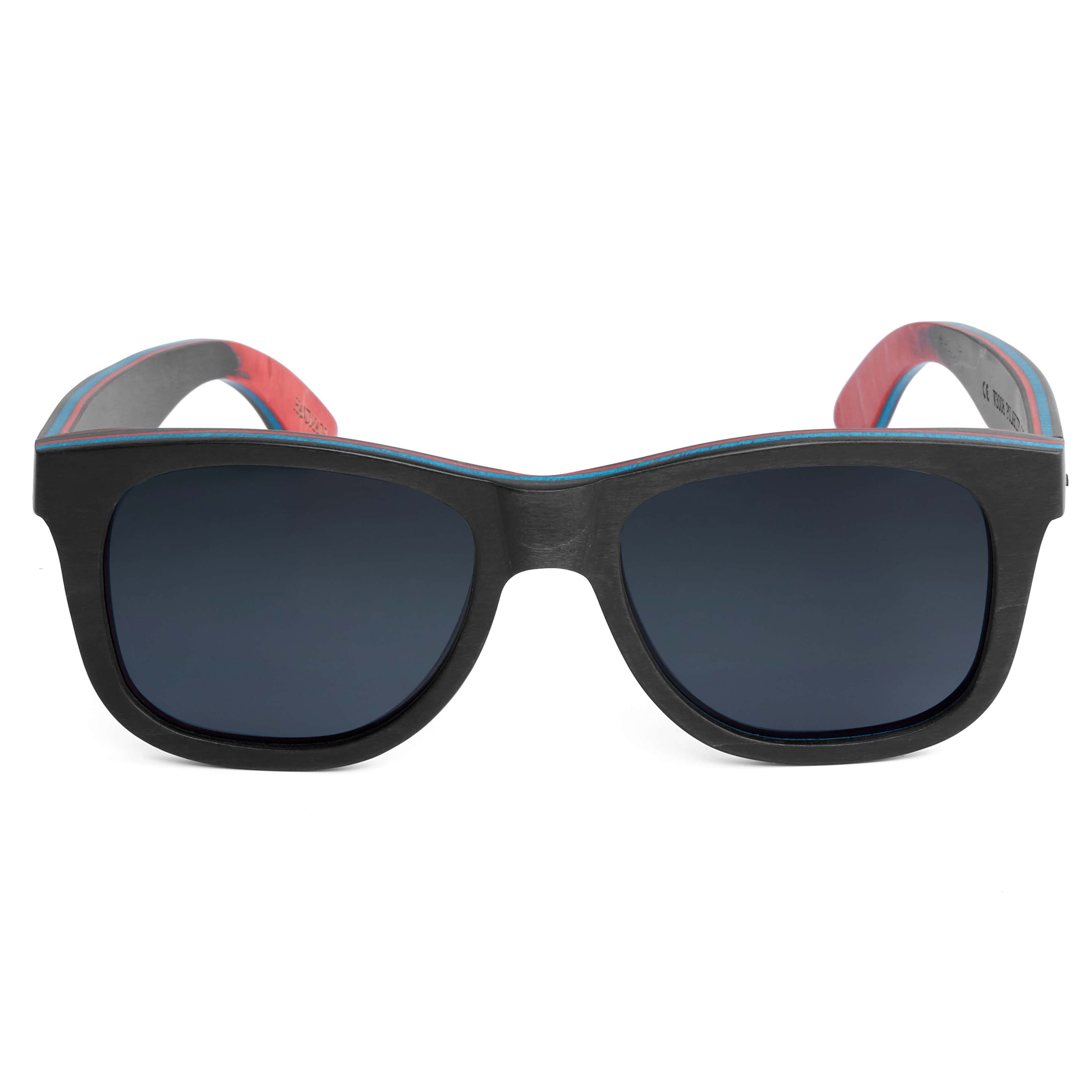 Black Skateboard Wood Polarized Sunglasses - 2 - hover gallery