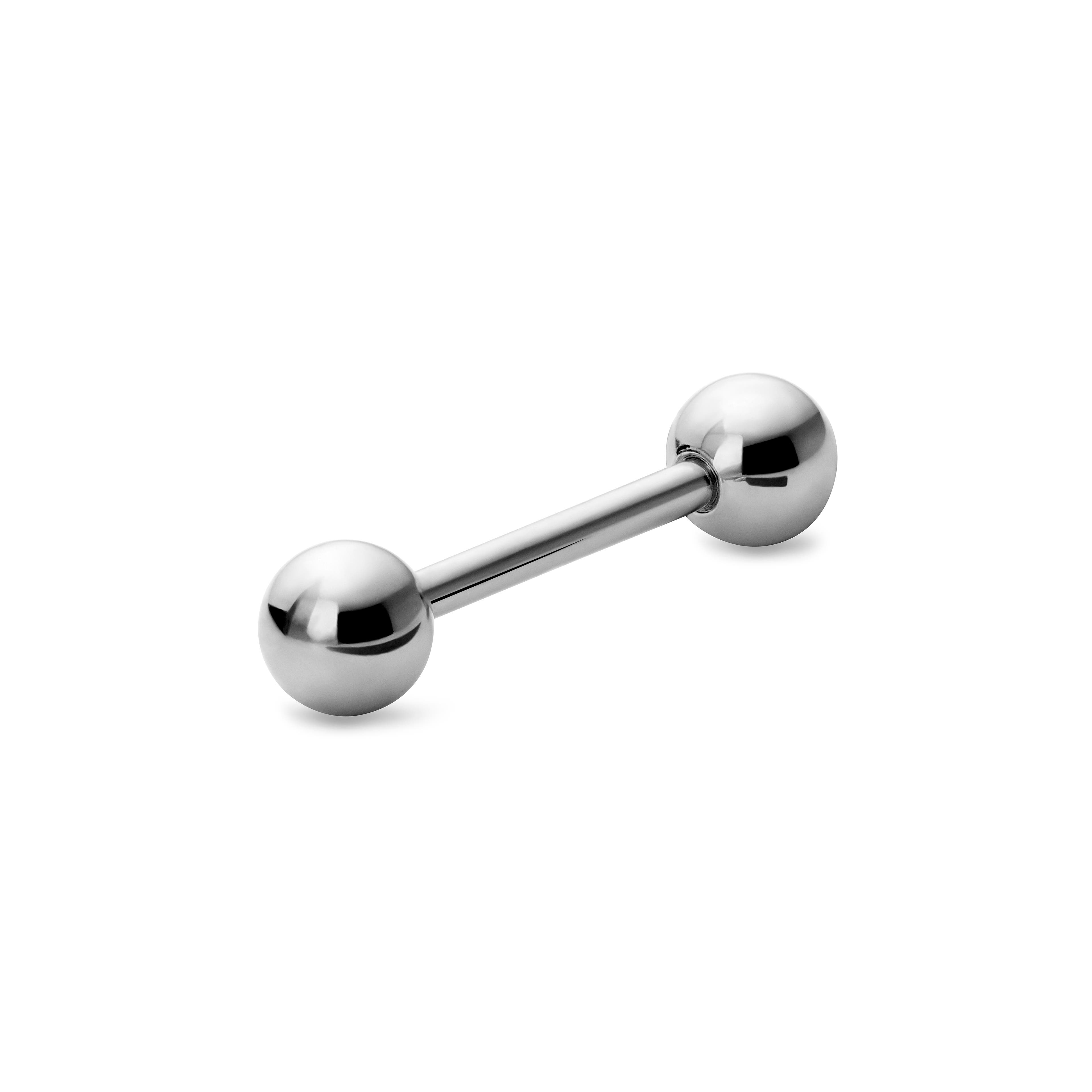 1/4" (6 mm) Silver-Tone Straight Ball-Tipped Titanium Barbell