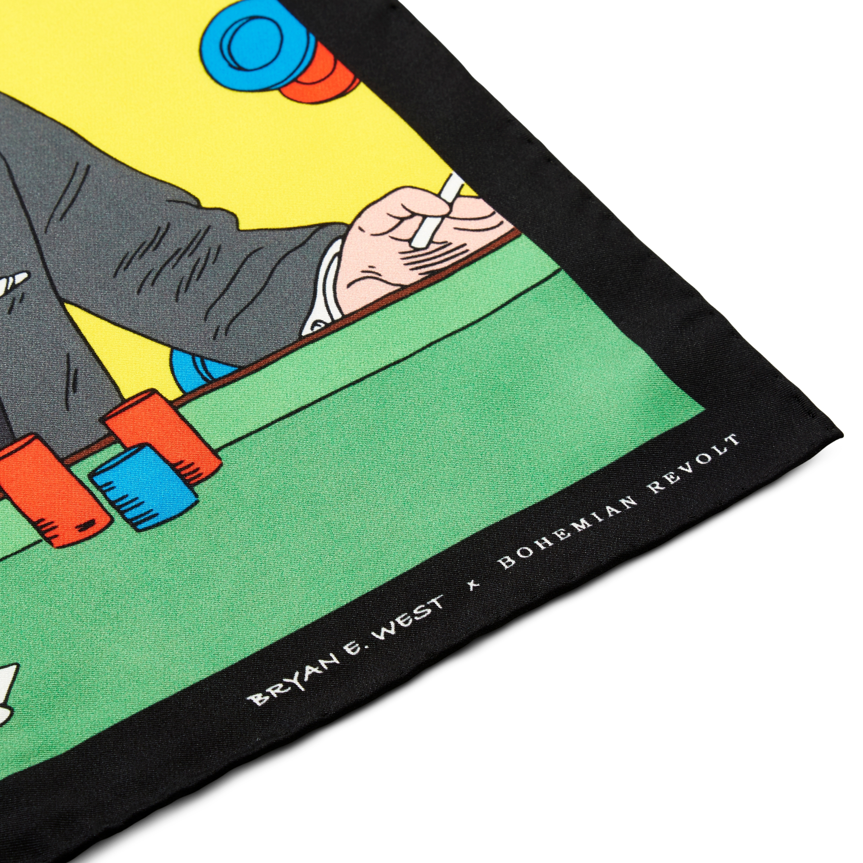 New Age | Black, Green & Yellow Bryan E West Design Silk Pocket Square - 3