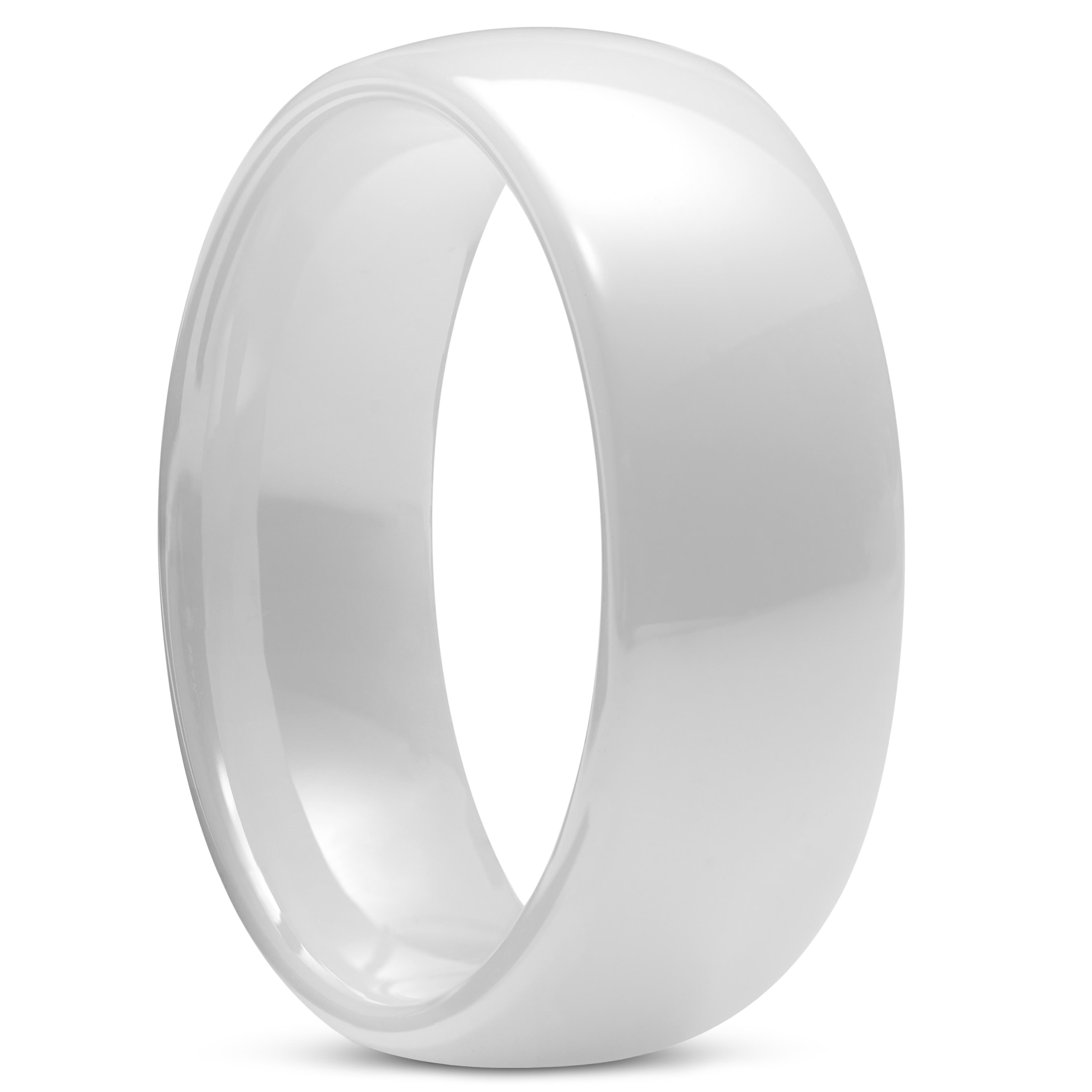 Polished White Ceramic Ring 