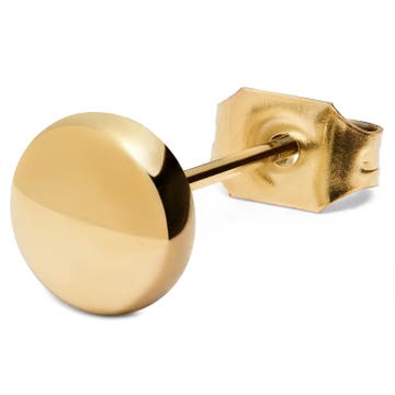 6mm Gold-Tone Steel Button Stud Earring
