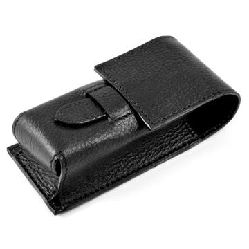 Funda en cuero negro para brocha de afeitar Funda en cuero negro para brocha de afeitar