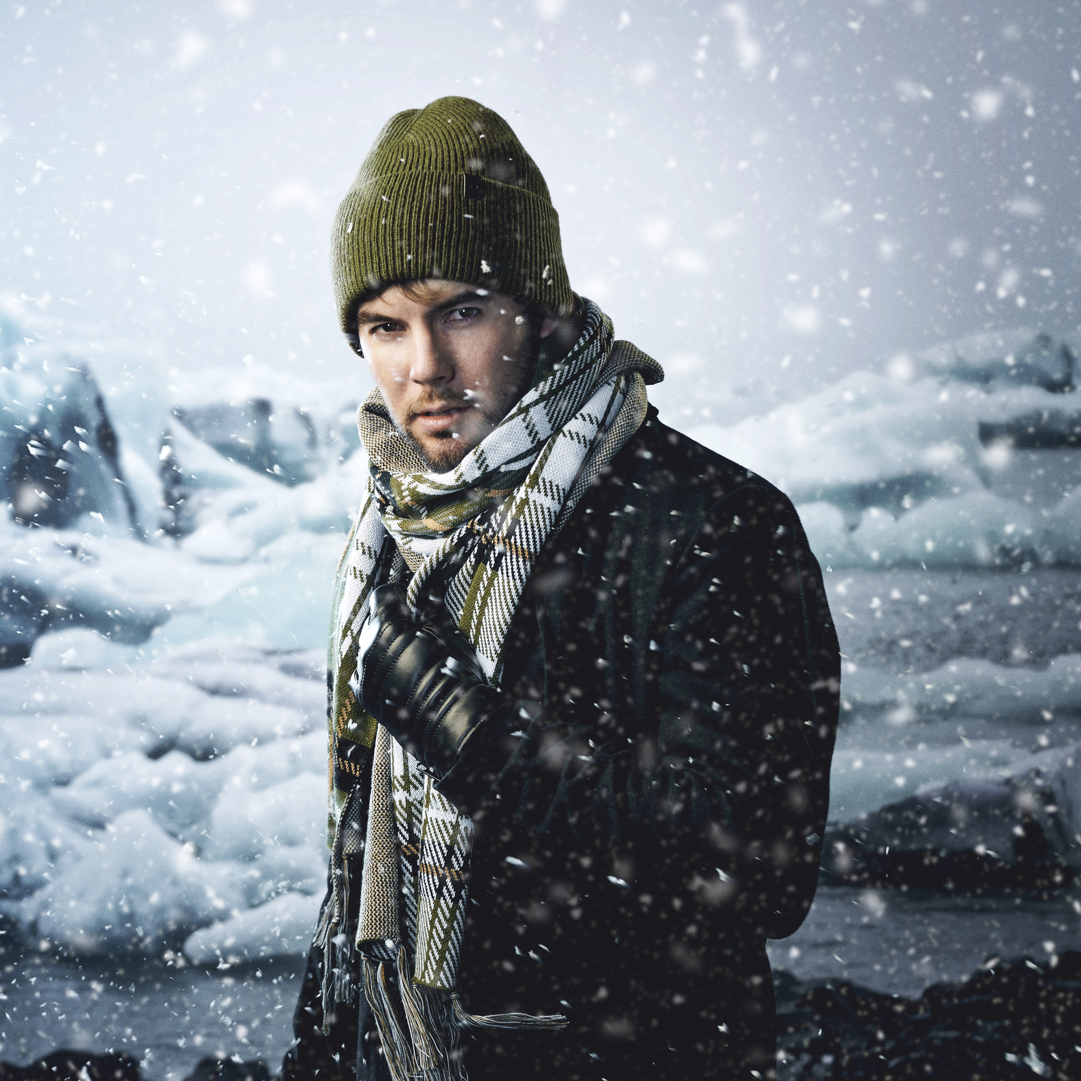 Army Green Recycled Wool Cuffed Beanie - 3