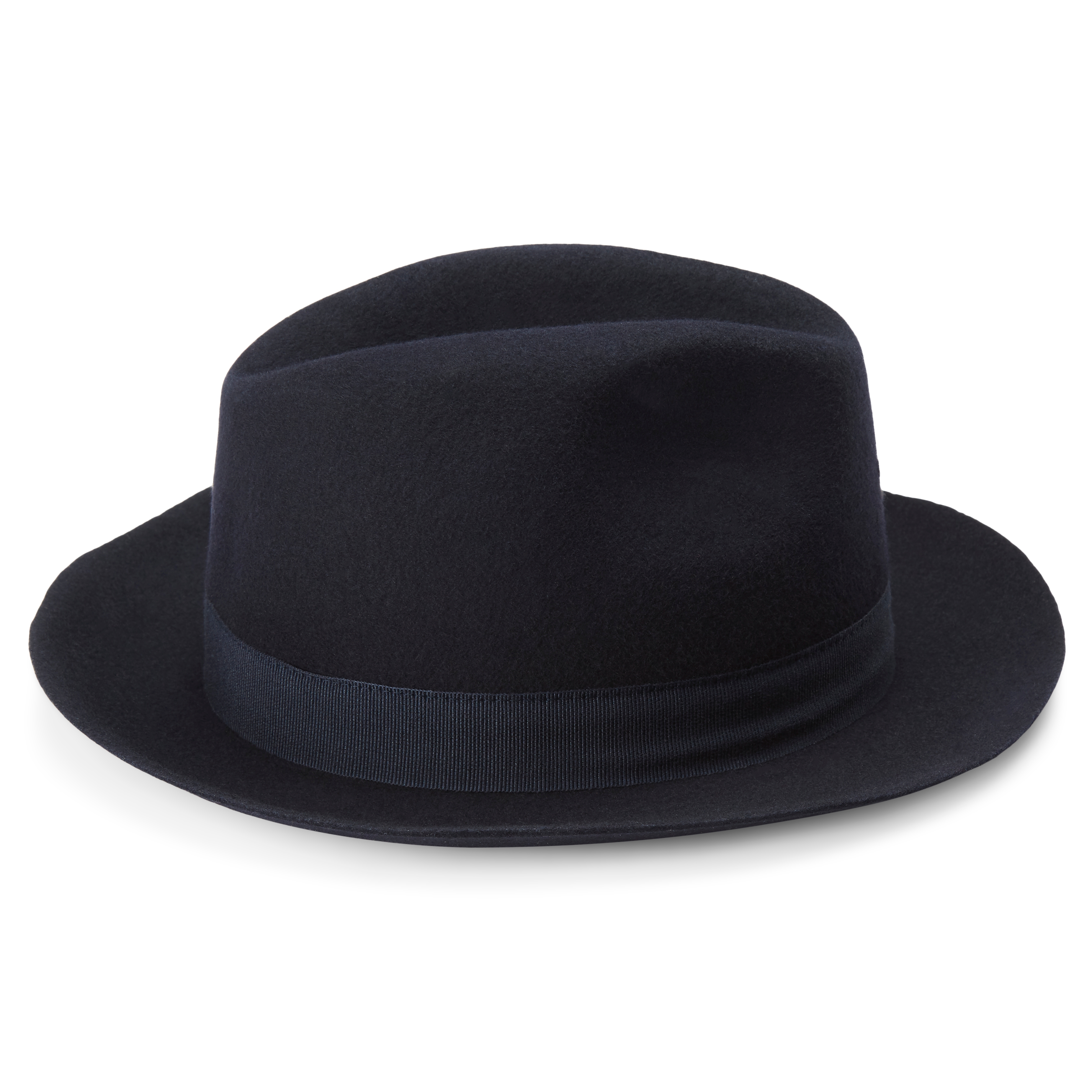 Moda | Navy Blue Wool Fedora Hat With Raw Edges - 4