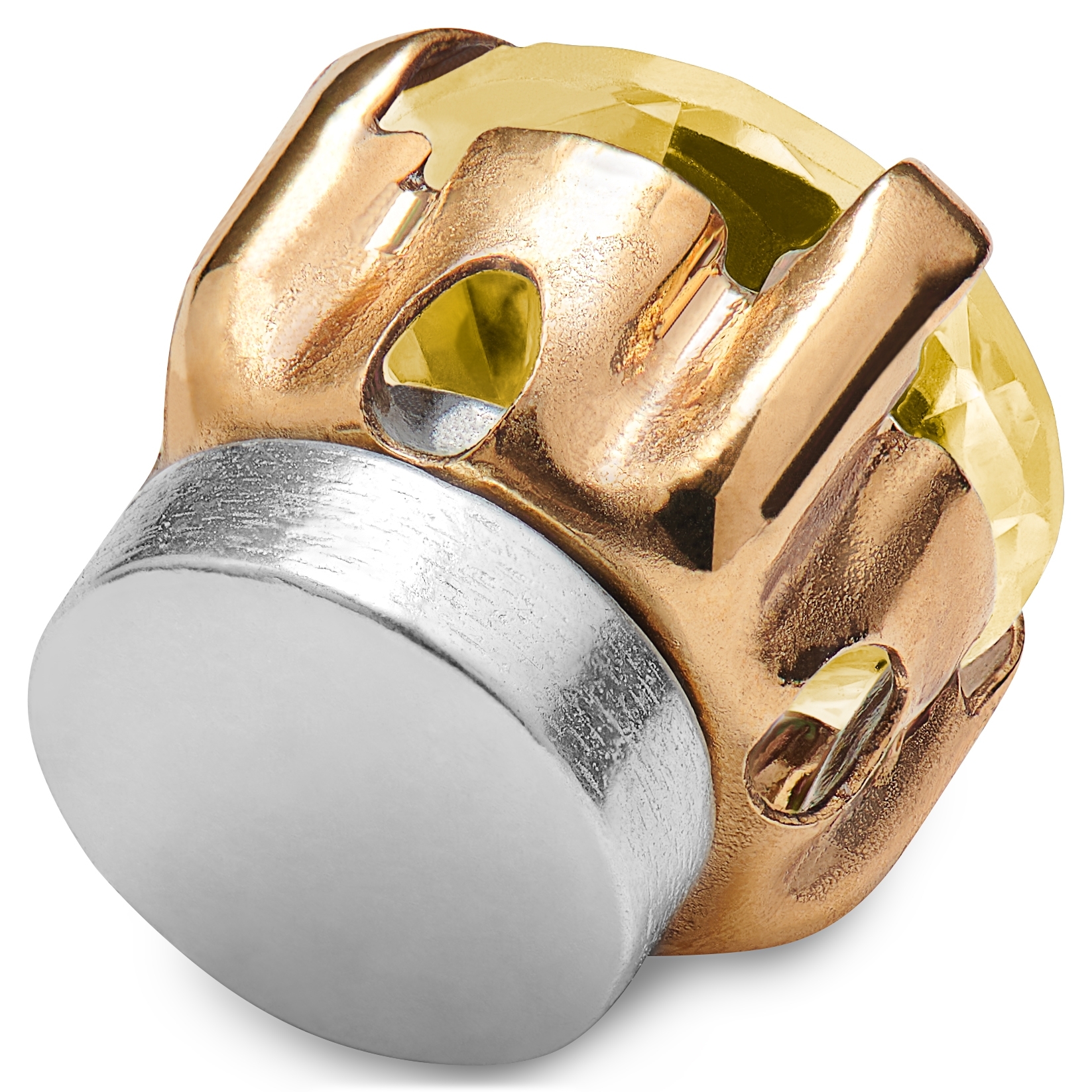 Różowo-złocisty kolczyk magnetyczny z żółtą cyrkonią - 2