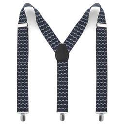 Black Zigzag Patterned Suspenders