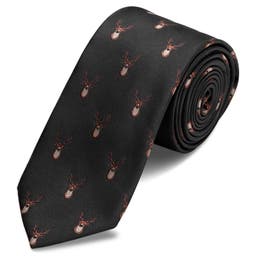 Black Christmas Reindeer Tie