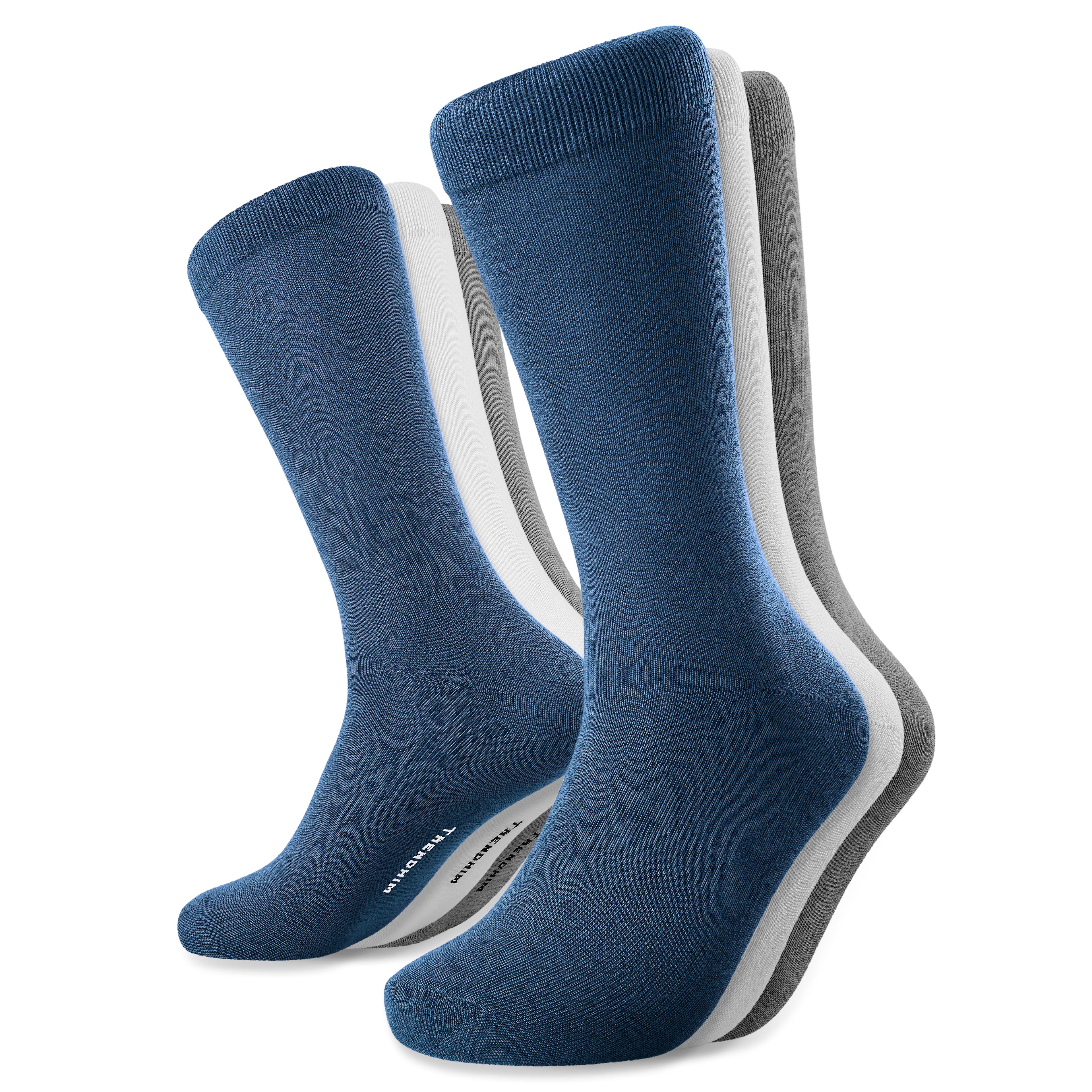 FreeFeel | Set van 3 paar | Witte, hemelsblauwe en lichtgrijze bamboe sokken FreeFeel | Set van 3 paar | Witte, hemelsblauwe en lichtgrijze bamboe sokken