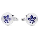 Novelle | Srebrno-modri manšetni gumbi z motivom fleur-de-lis Novelle | Srebrno-modri manšetni gumbi z motivom fleur-de-lis