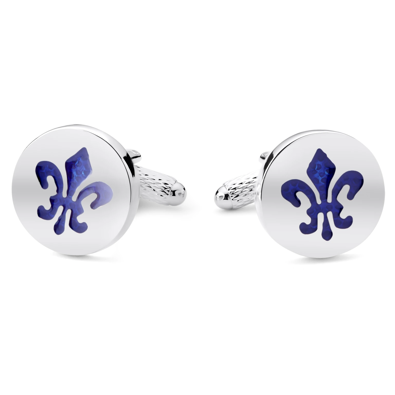 Novelle | Silver-tone and Blue Fleur-de-lis Cufflinks Novelle | Silver-tone and Blue Fleur-de-lis Cufflinks