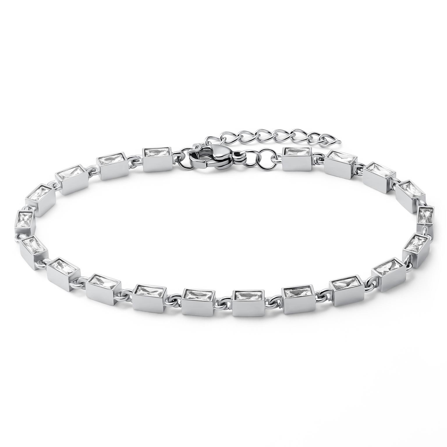 Facet | Bracelet argenté avec pierres en cristal blanc Facet | Bracelet argenté avec pierres en cristal blanc