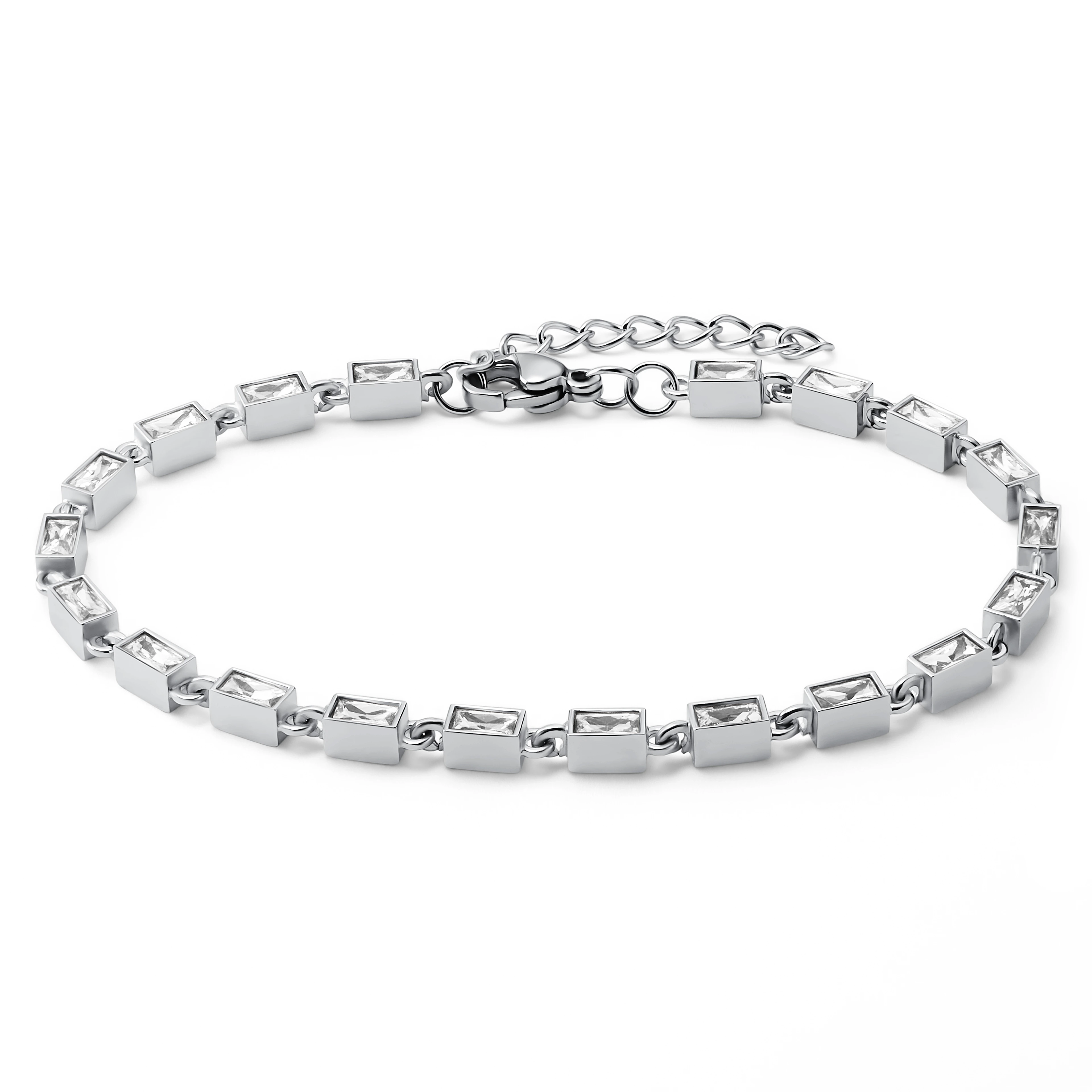 Facet | Bracelet argenté avec pierres en cristal blanc Facet | Bracelet argenté avec pierres en cristal blanc