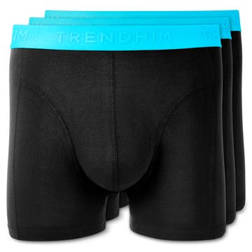 FlexFeel | Paquete de 3 calzoncillos bóxer de algodón negro con cinturilla azul neón FlexFeel | Paquete de 3 calzoncillos bóxer de algodón negro con cinturilla azul neón