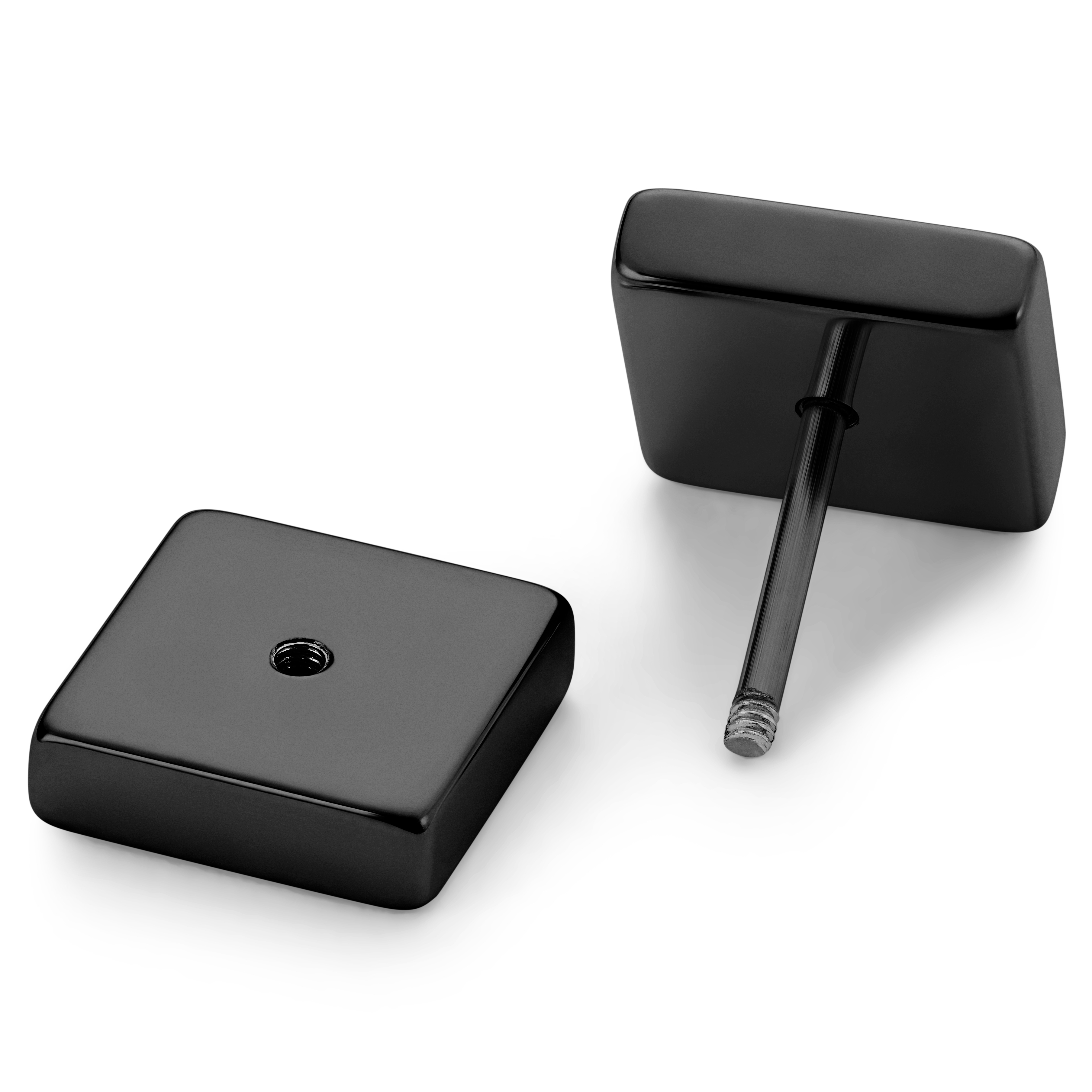 10mm Zwarte Vierkante Stud Oorbel - 5