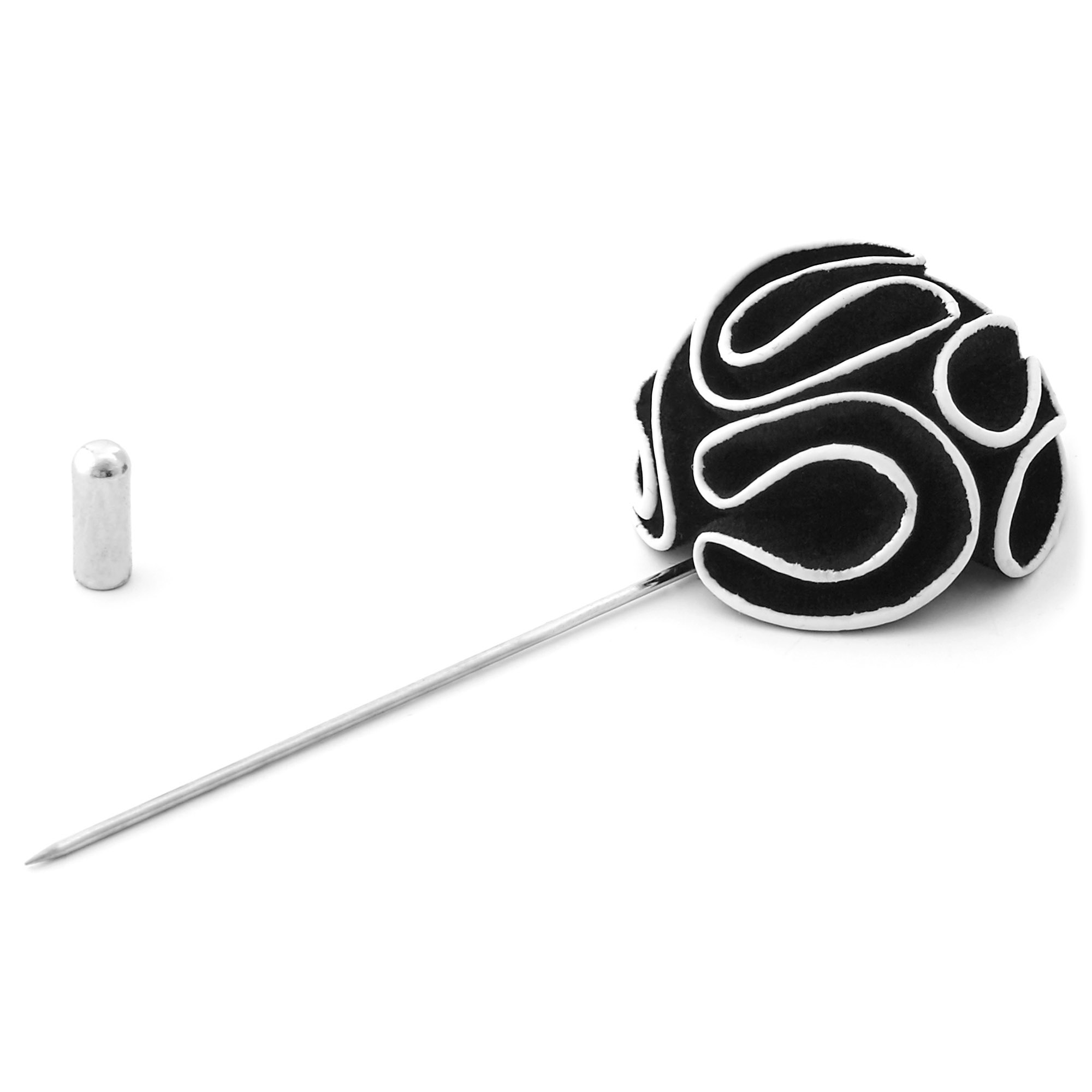 Camellia Black Lapel Flower - 2