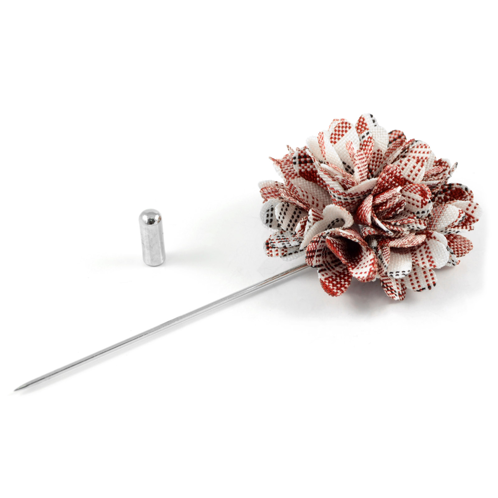 Red / White Dahlia Lapel Pin - 2