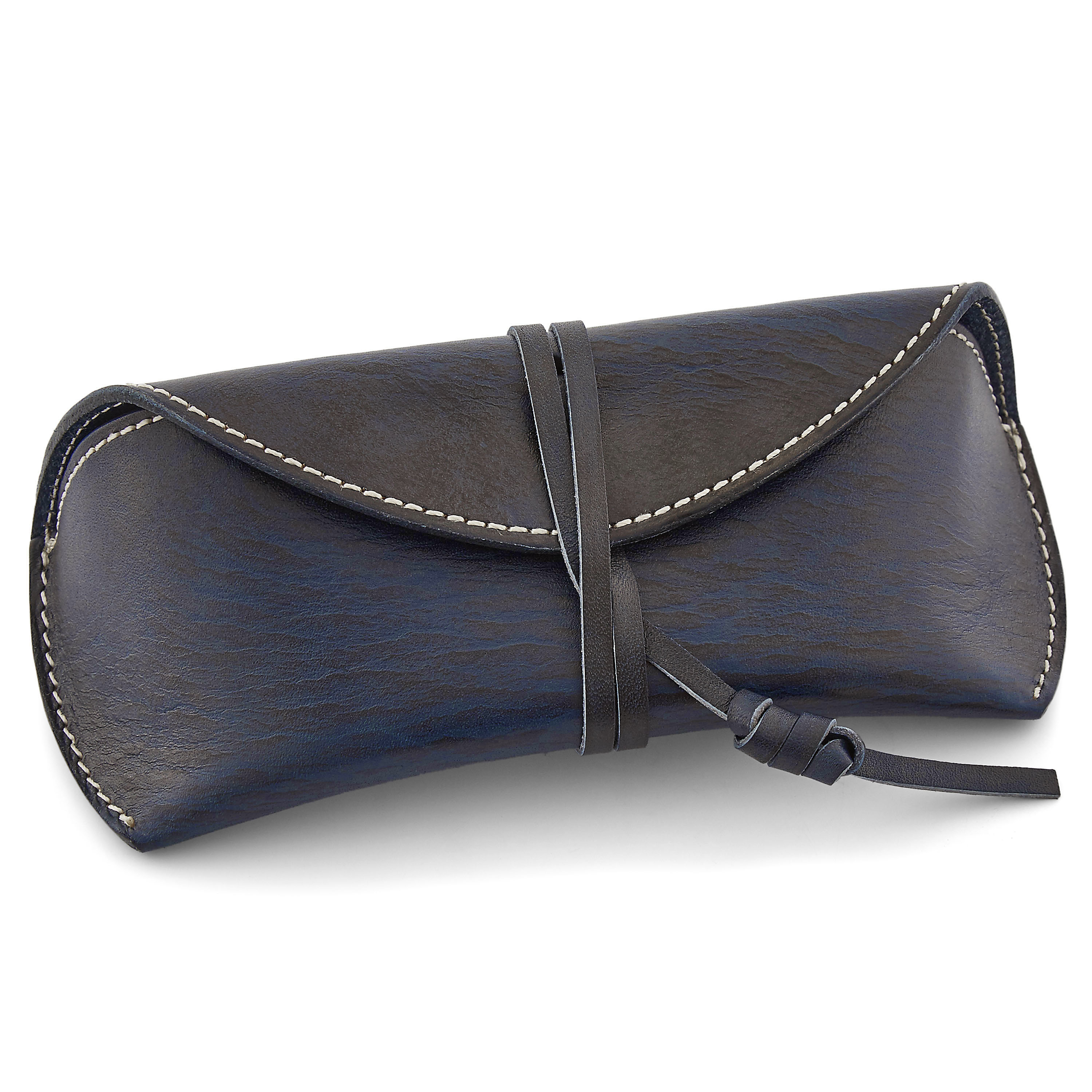 Blauwe Leren Brillenkoker - 5