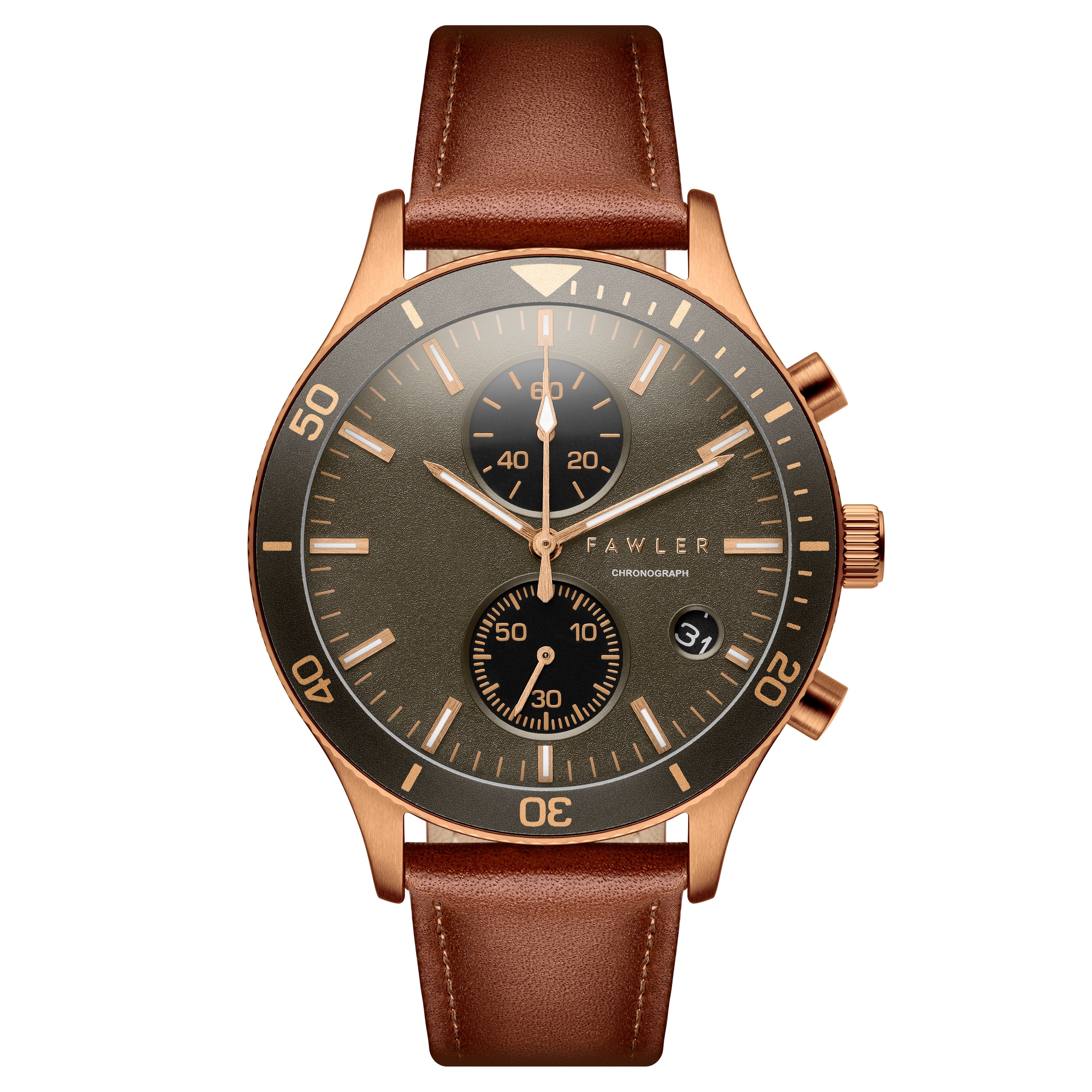 Aeris | Brązowo-miedziany zegarek chronograf 