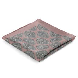 Boho | Baby Pink & Grey Pattern Silk Pocket Square