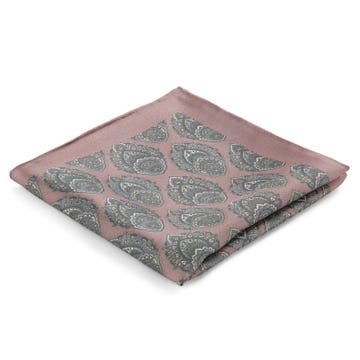 Boho | Baby Pink & Grey Pattern Silk Pocket Square