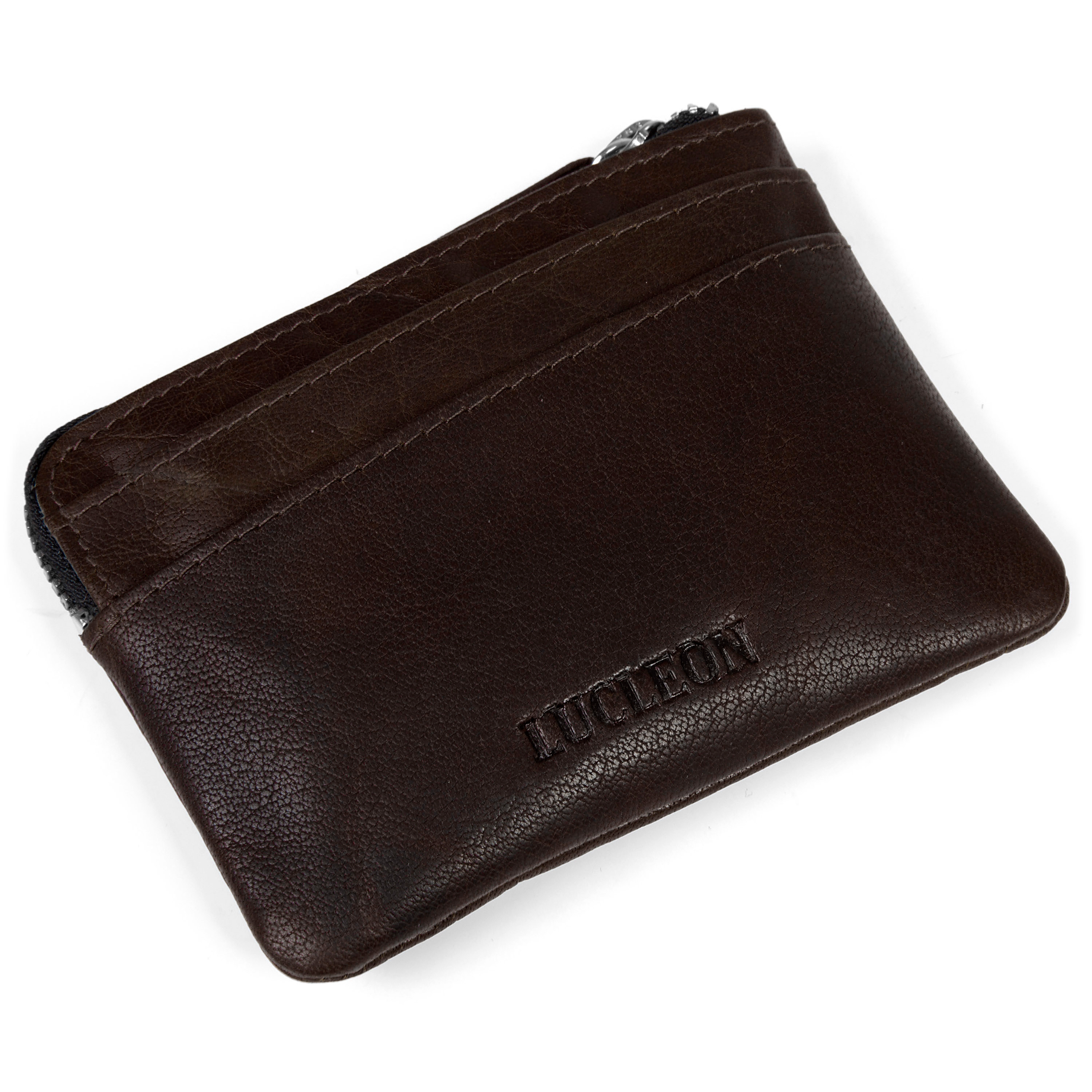Montreal Zipped Brown RFID Leather Pouch - 3