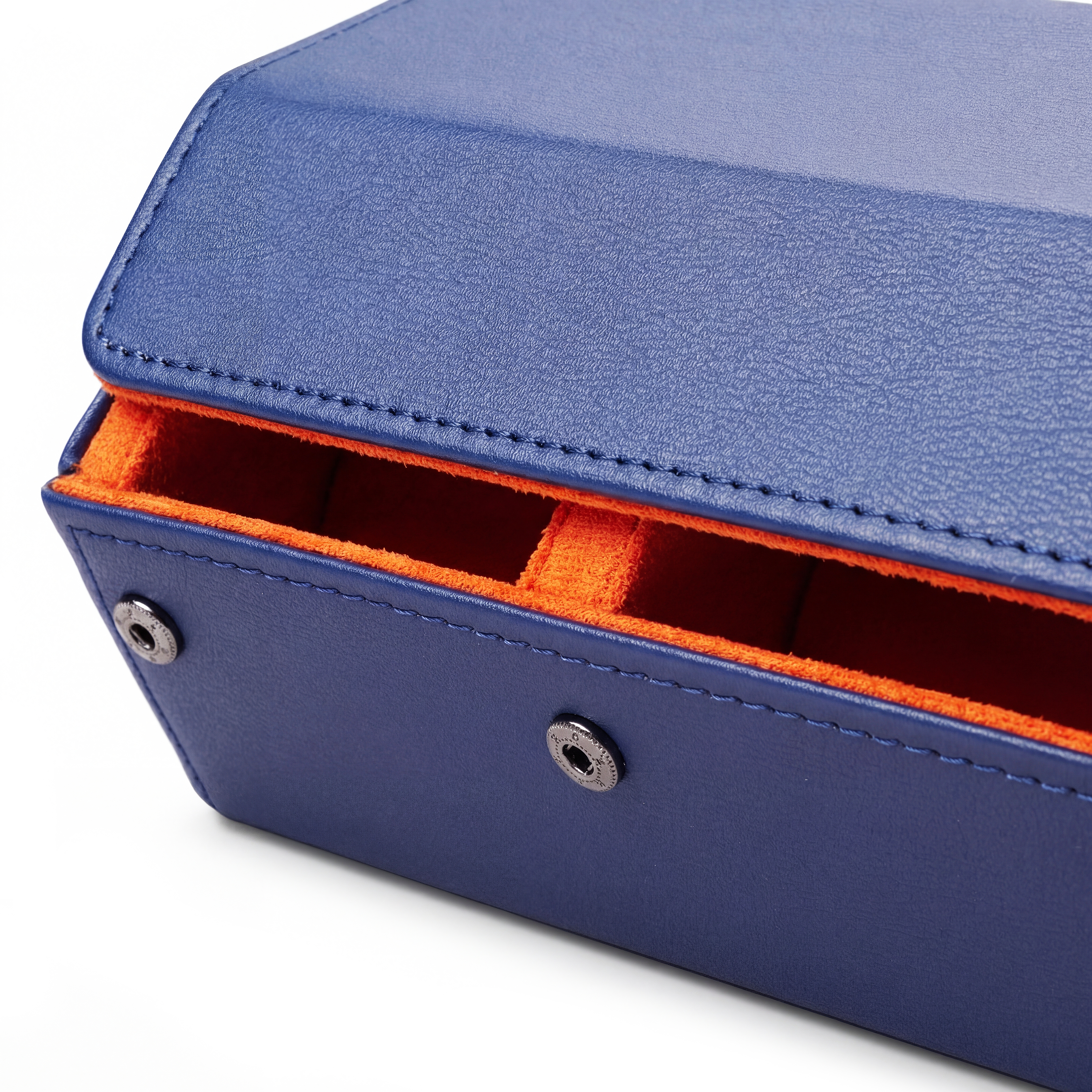 Hexa | Navy & Orange Faux Leather Hexagonal Watch Box - 6 Watches - 4