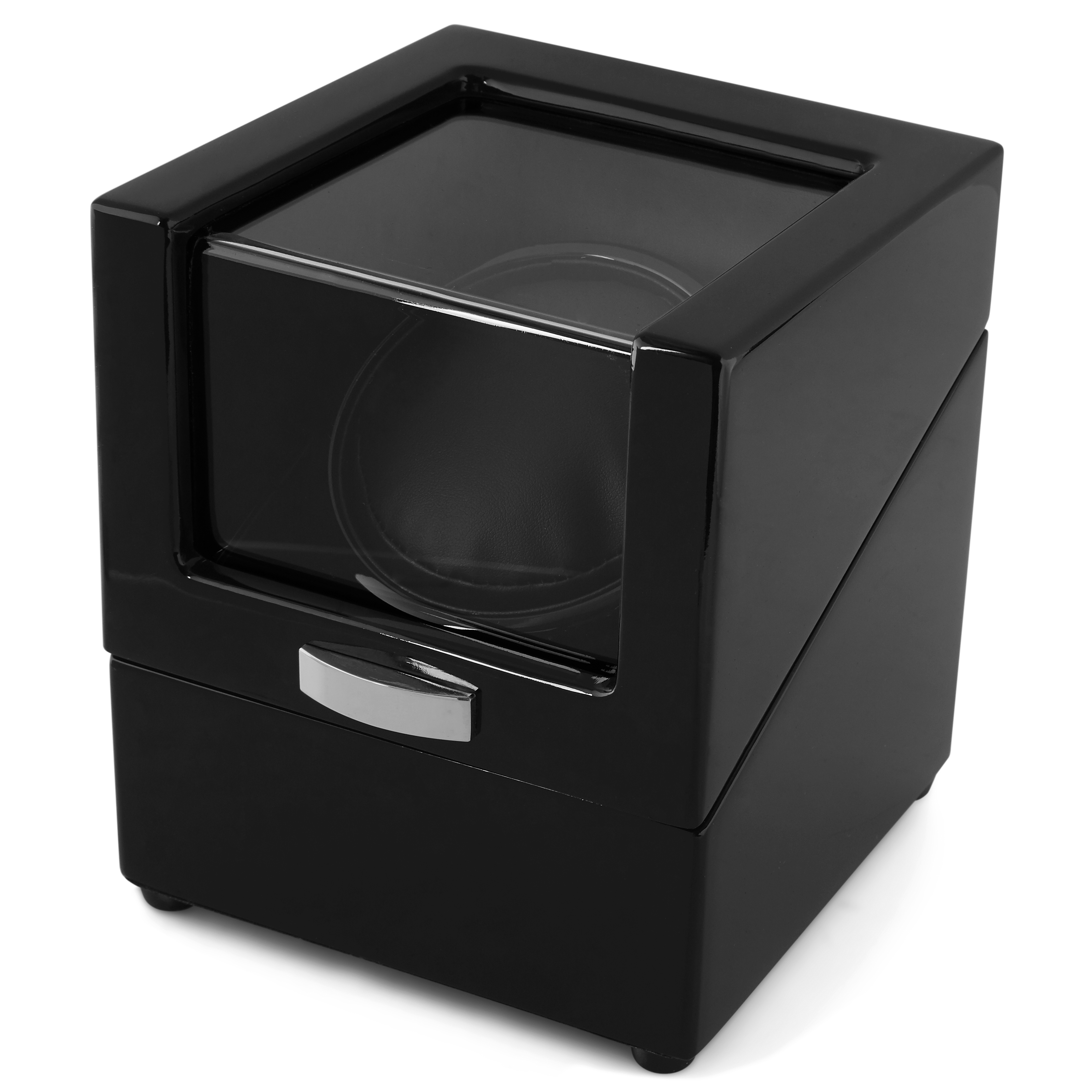 Svart Polerad Roterande Klocklåda - 1 klocka - 1