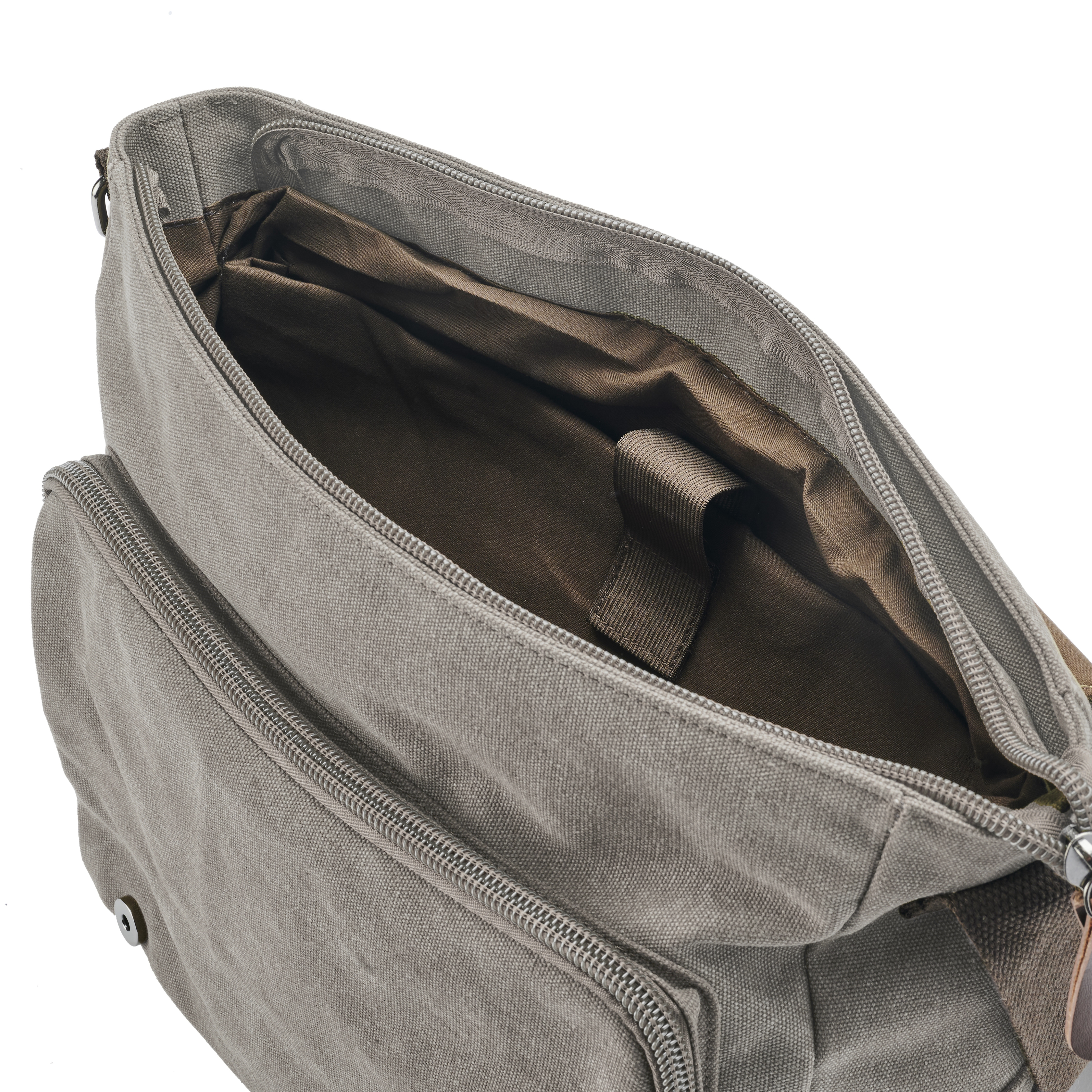 Metallic Grey Canvas Messenger Bag - 12