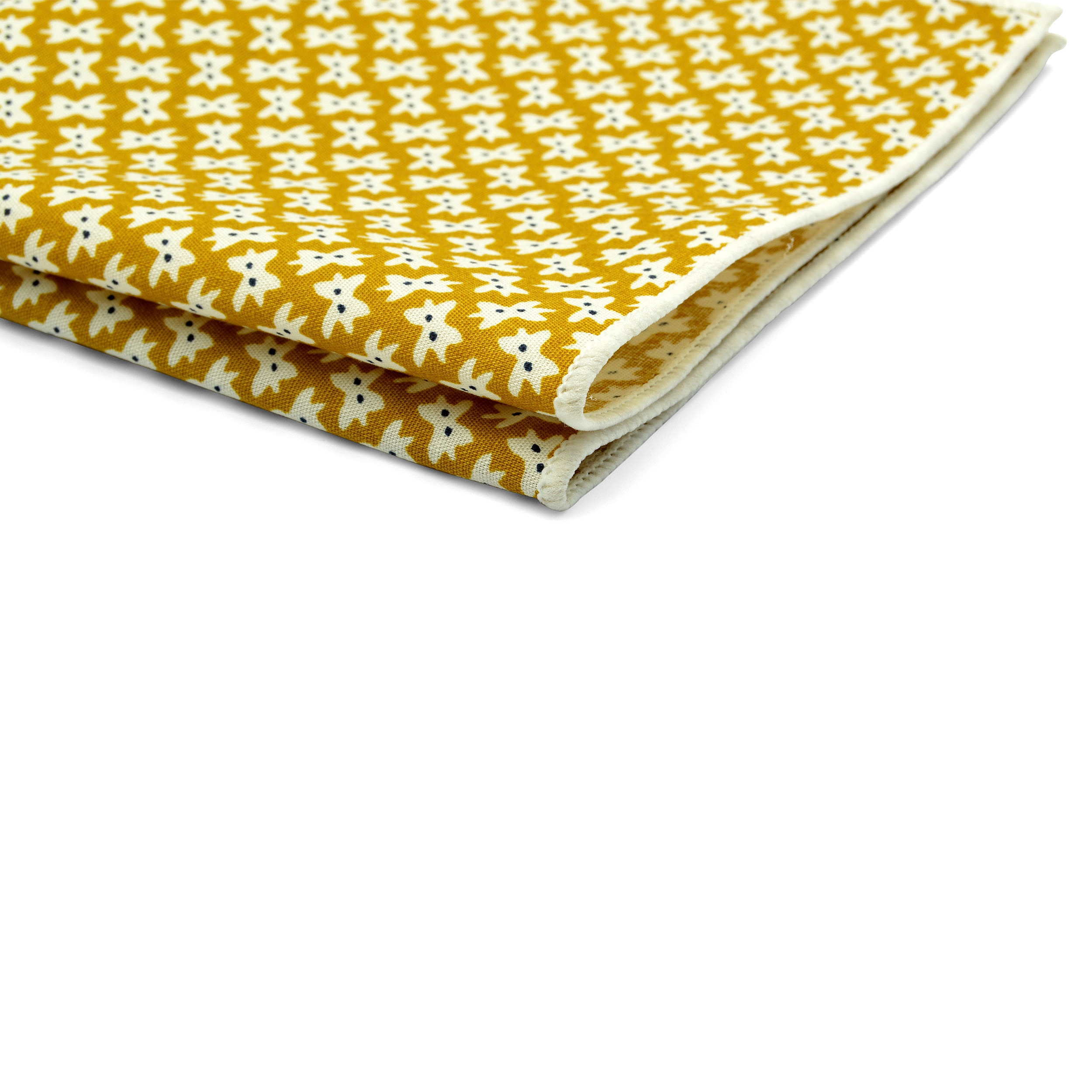 Pañuelo de bolsillo de algodón amarillo con diseño de lazos  - 2