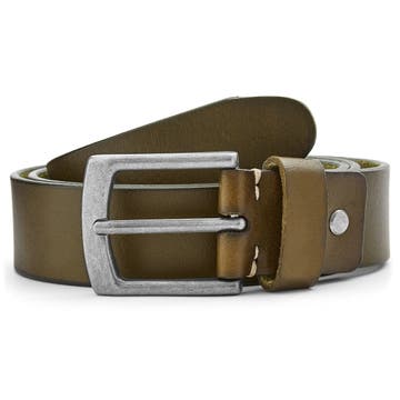 Olive Green Leather Rawhide Belt