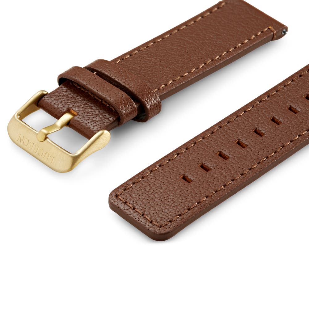 hover: Tan Leather Watch Strap with Gold-Tone Buckle hover: Tan Leather Watch Strap with Gold-Tone Buckle