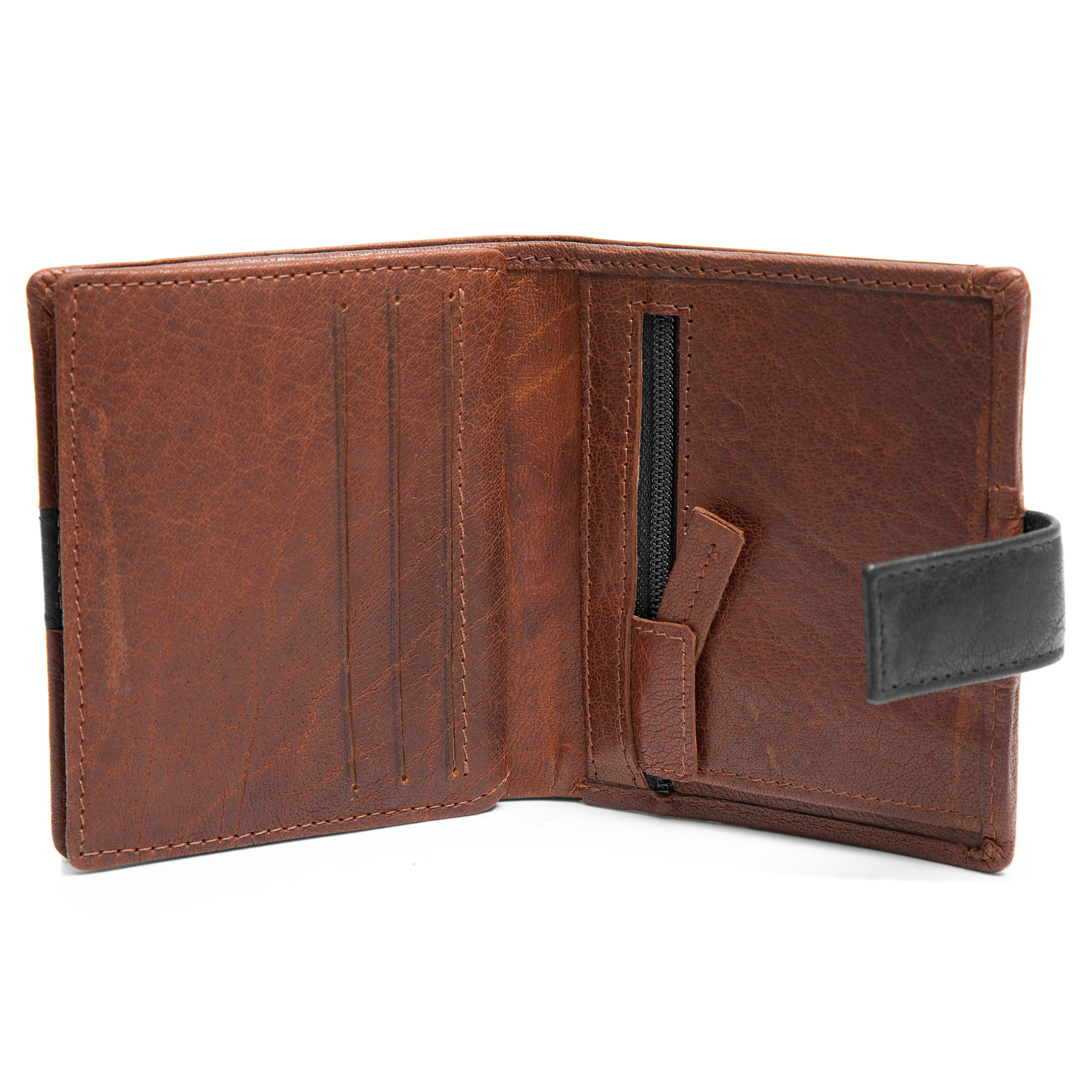 Montreal Vertical Tan & Black RFID Leather Wallet - 2