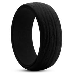 Black Silicone Ring with Bark Texture