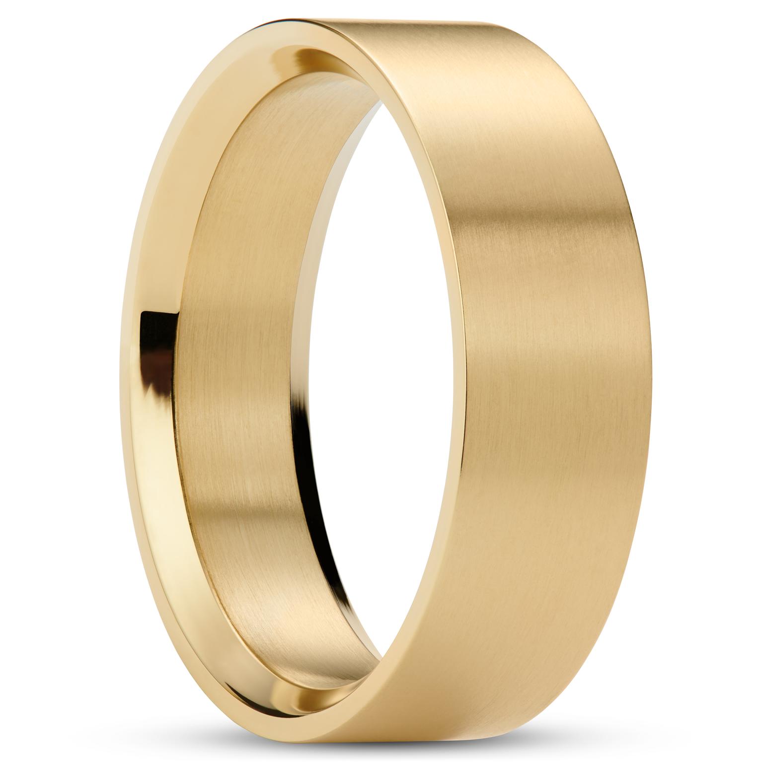 Matte Goudkleurige Stalen Ring Matte Goudkleurige Stalen Ring