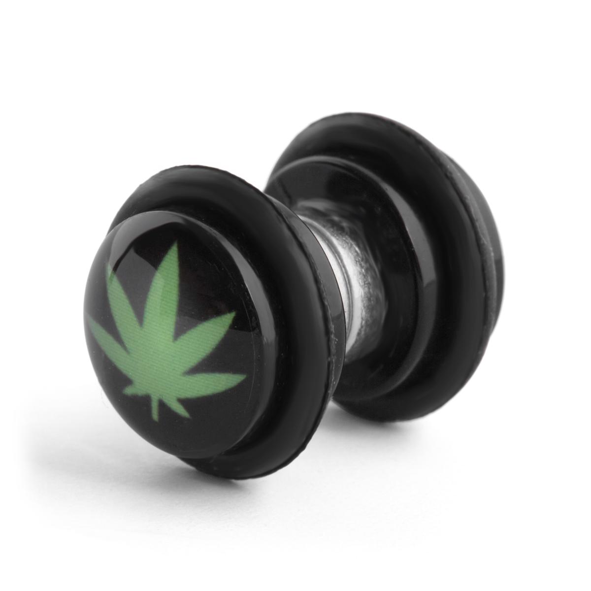 Set Di 2 Orecchini A Foglia Di Canapa In Acciaio Inox 316L - Verde E Bianco, Per Uomo E Donna, Stile Punk, Diametro 8/10 Mm
