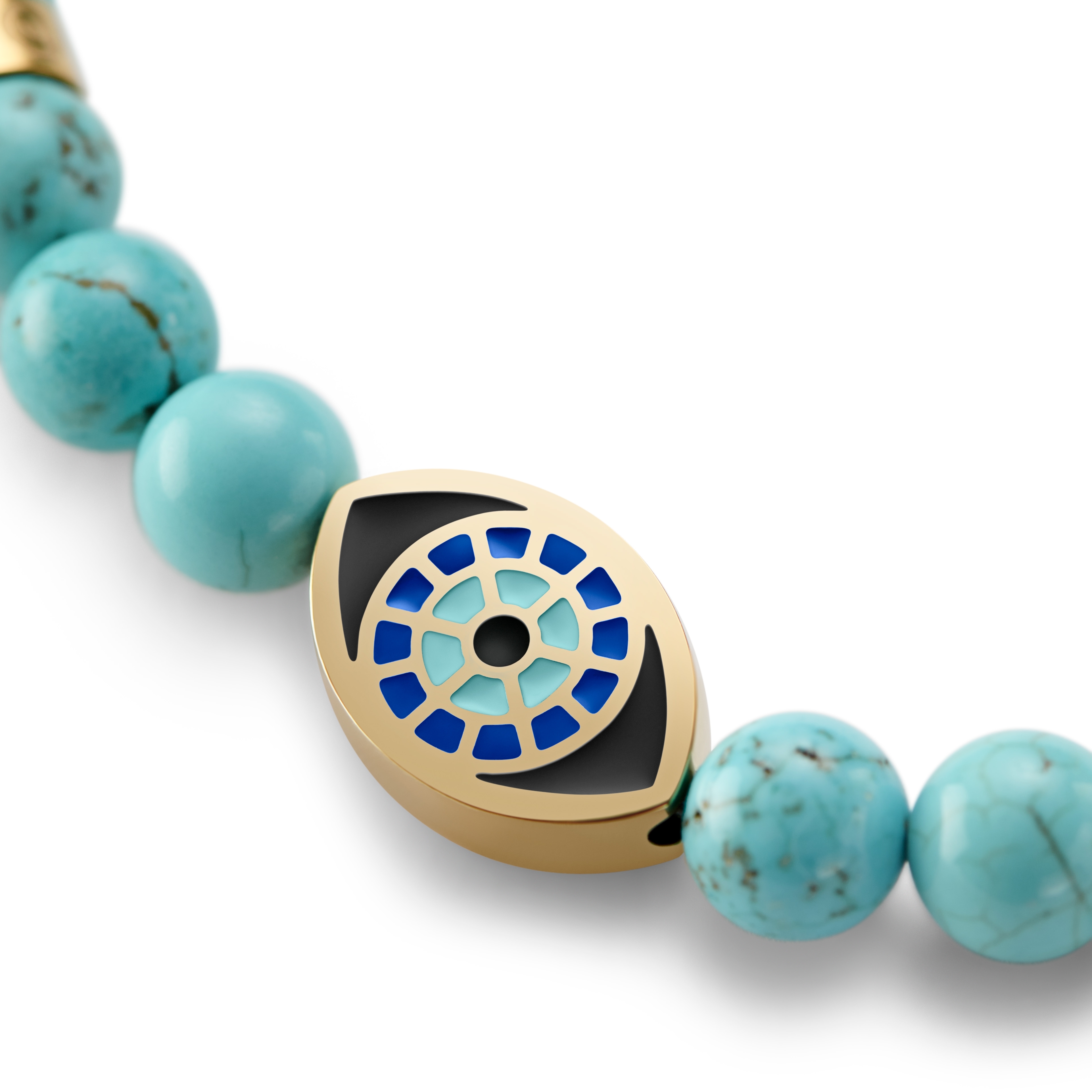 Evil Eye | Gold-tone Turquoise Bead Bracelet - 3