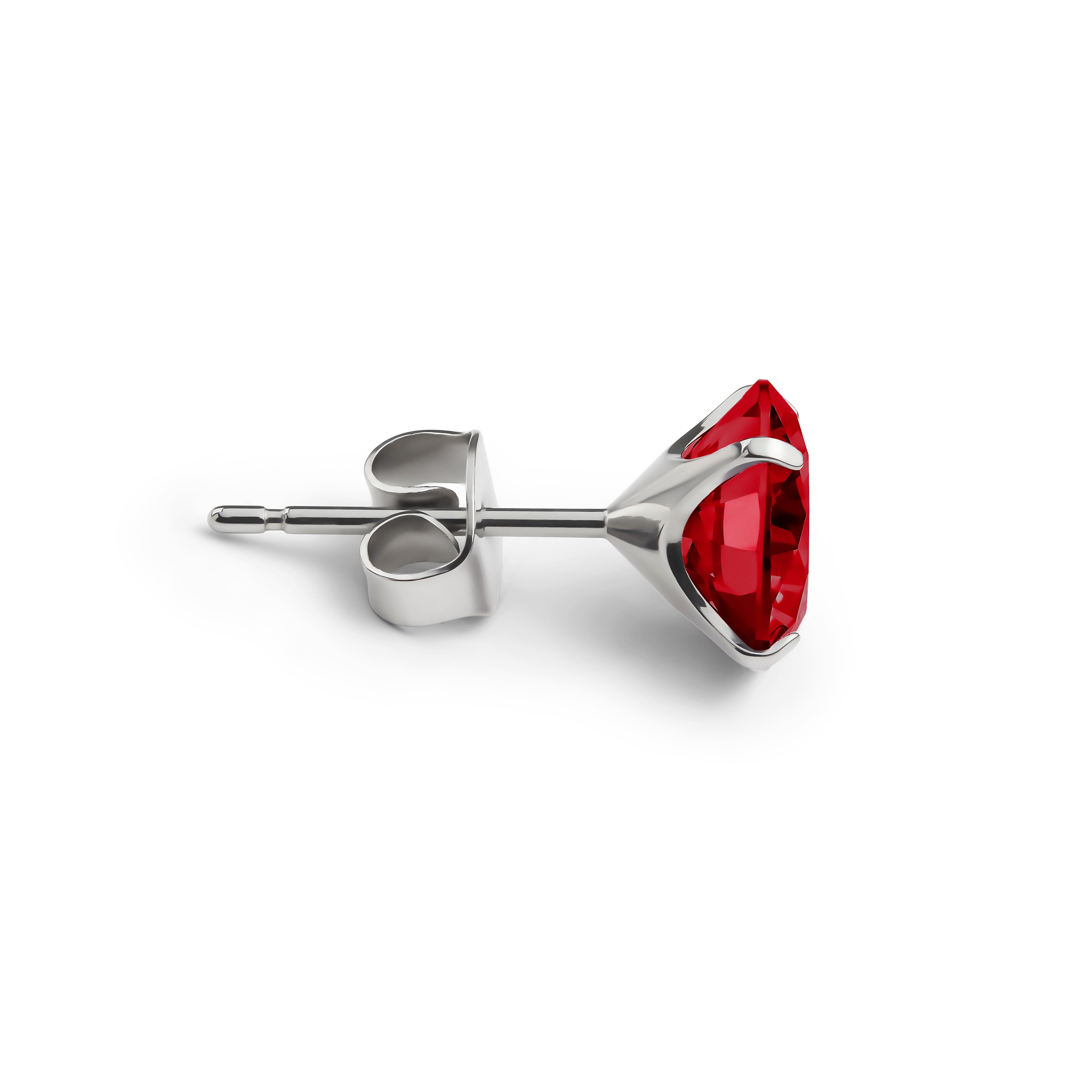 Aura | Orecchino a bottone da 8mm in titanio con zirconia rossa - 2