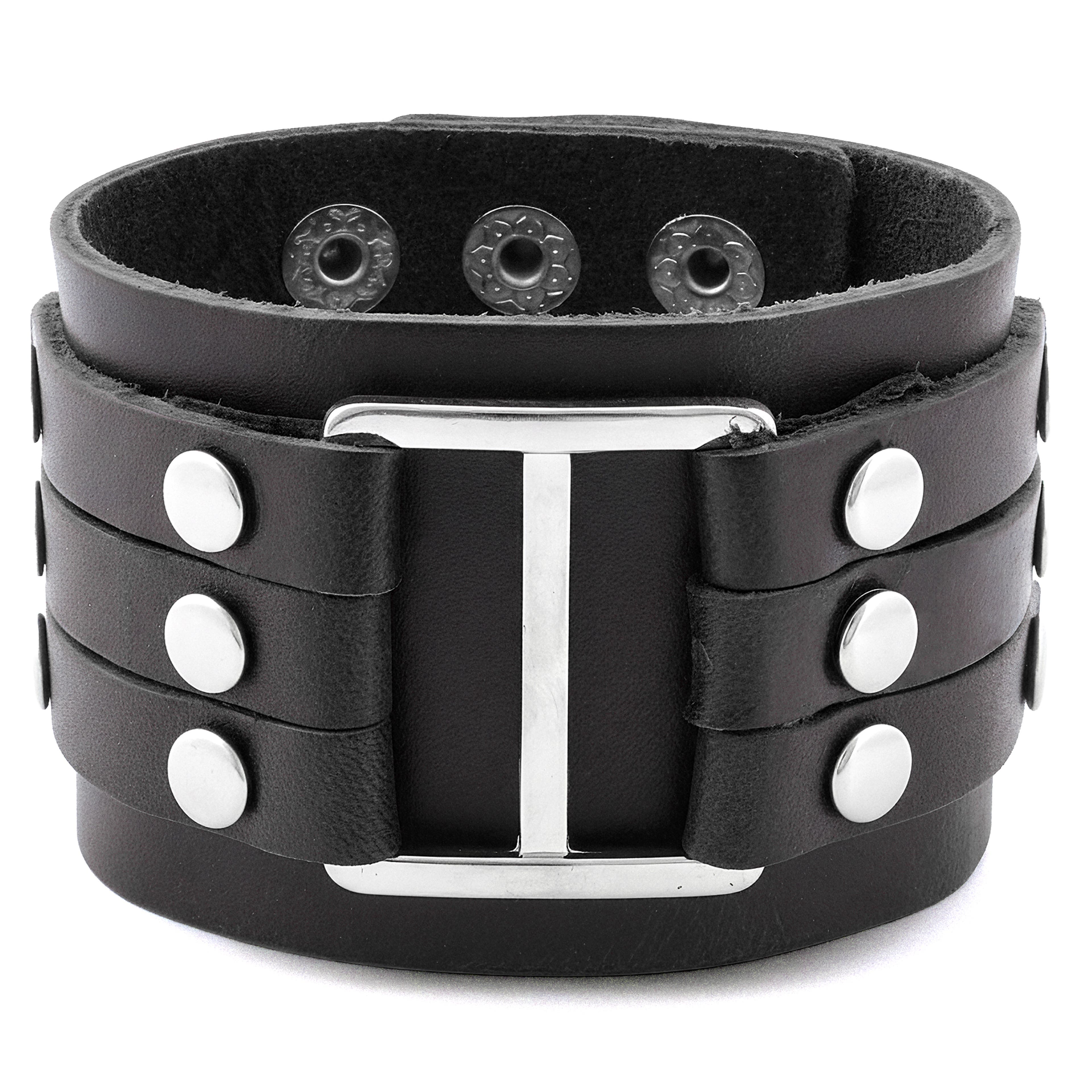 Adjustable Black Leather Cuff Bracelet Adjustable Black Leather Cuff Bracelet
