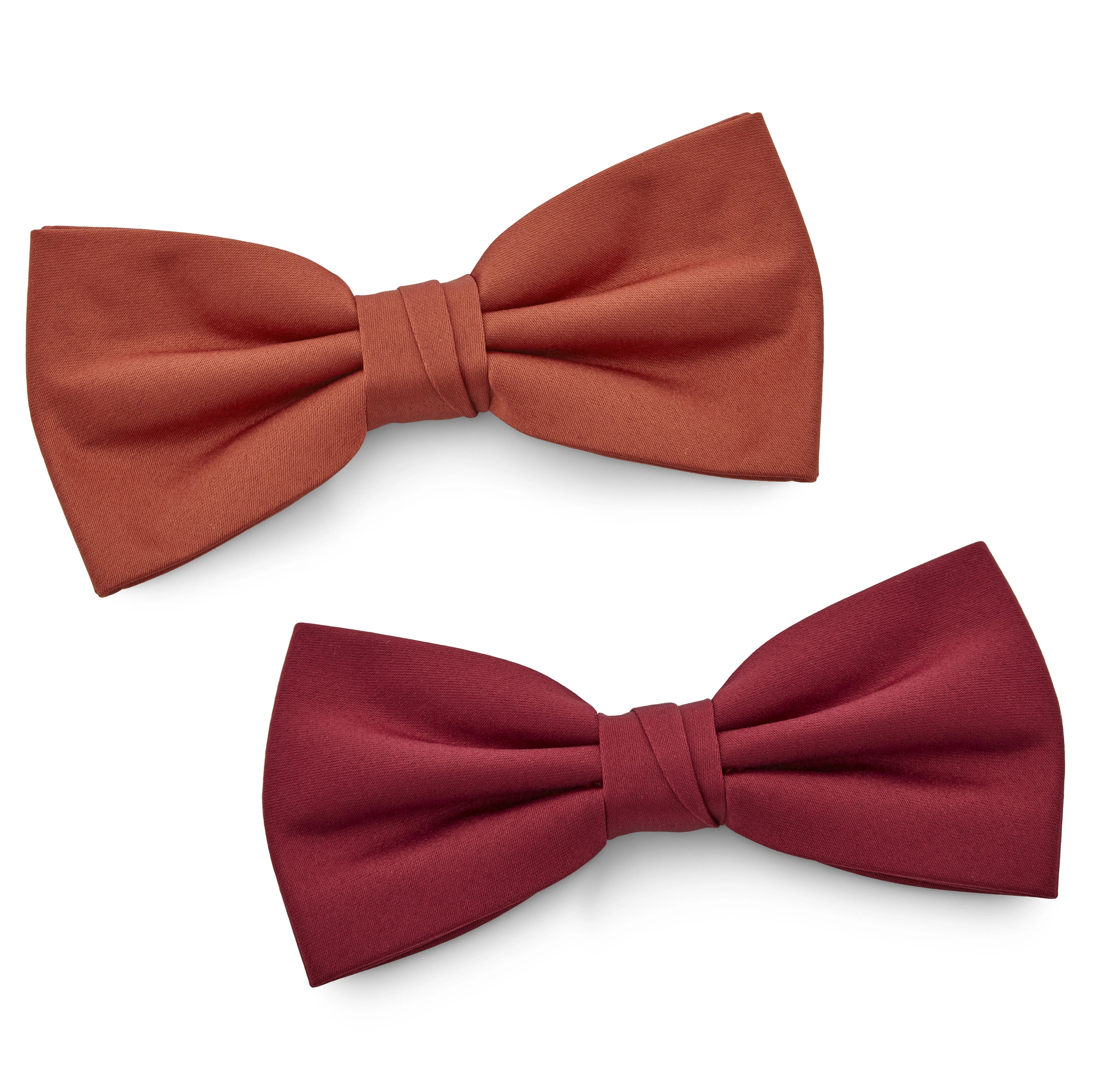 Terracotta and Burgundy Pre-Tied Bow Tie Set