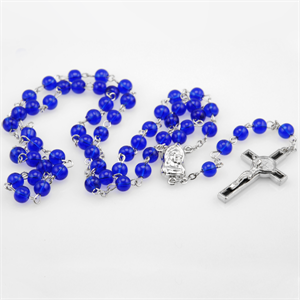 Blue Round Rosary - Halskæde - 1