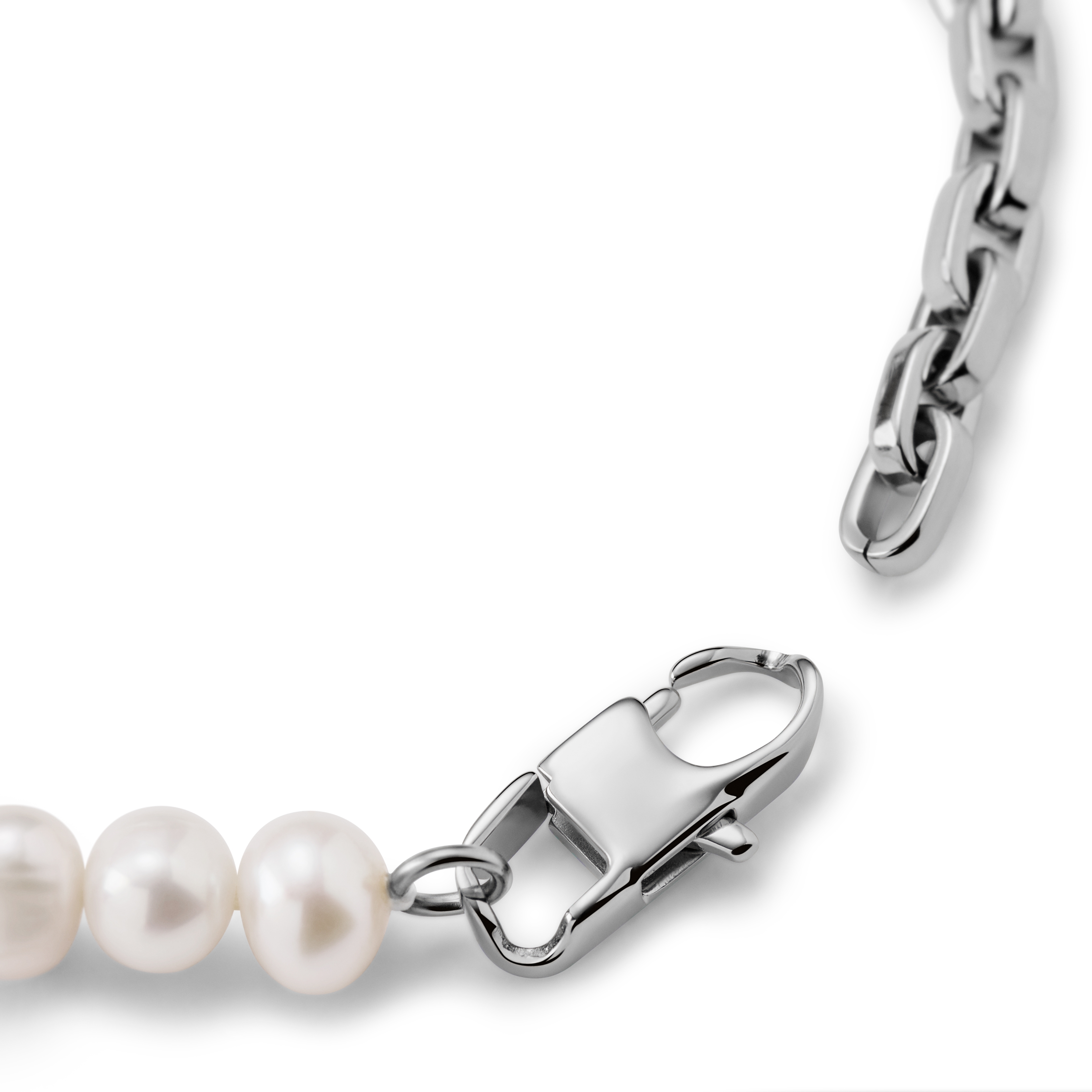 Ocata | Silver-Tone Anchor Chain & Pearl Bracelet - 3