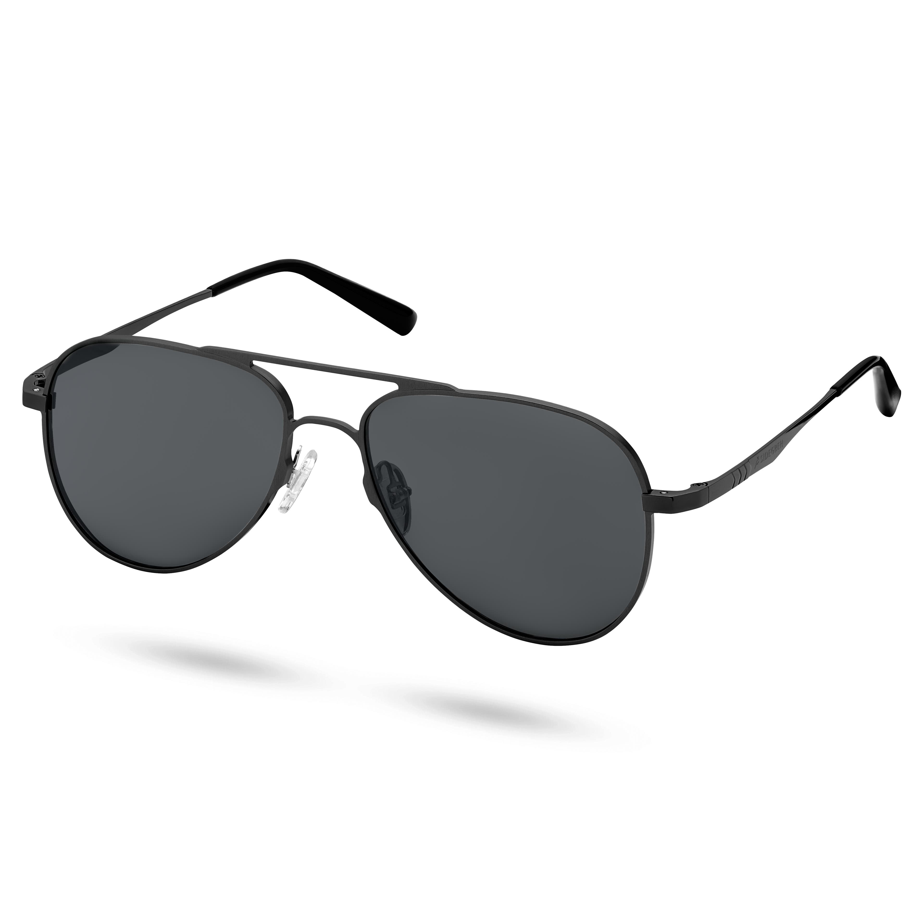 Черни поляризирани титанови авиаторски слънчеви очила