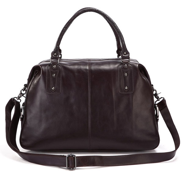 Ciemnobrązowa skórzana torba podróżna - 2